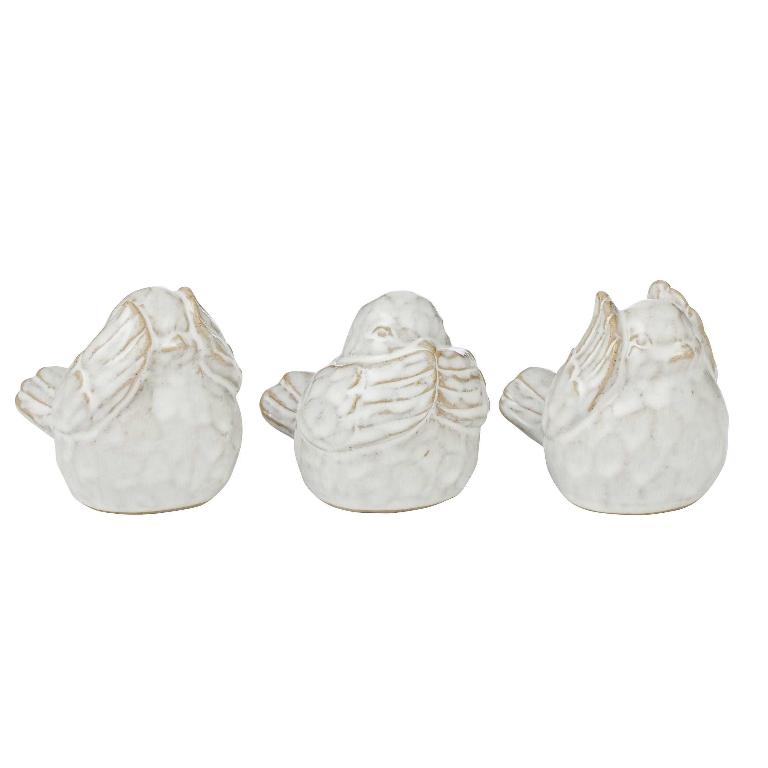 Coast To Coast Cheeky Set of 3 Ceramic Birds White