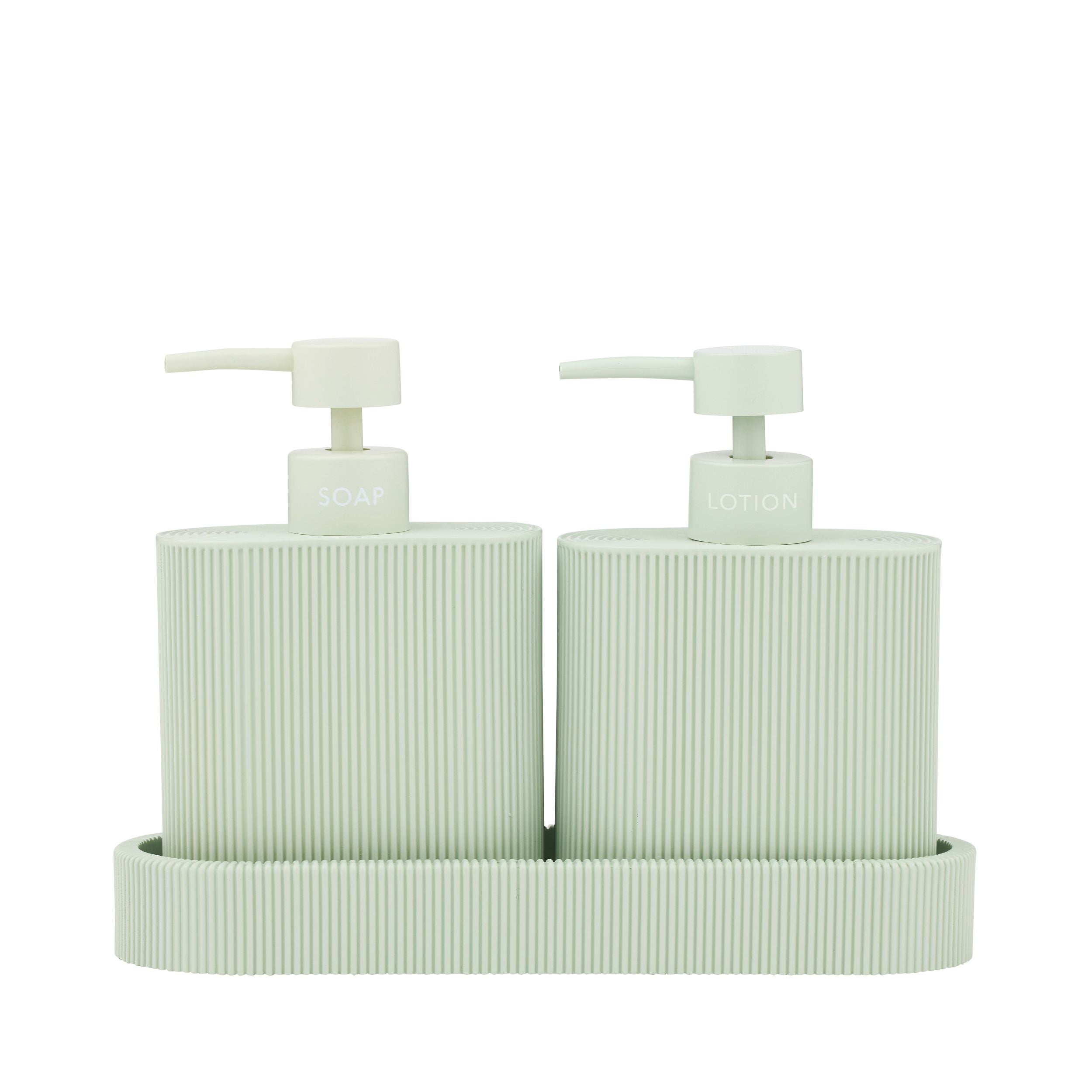 Elemental Sid Set of 2 Dispenser with Tray Seafoam
