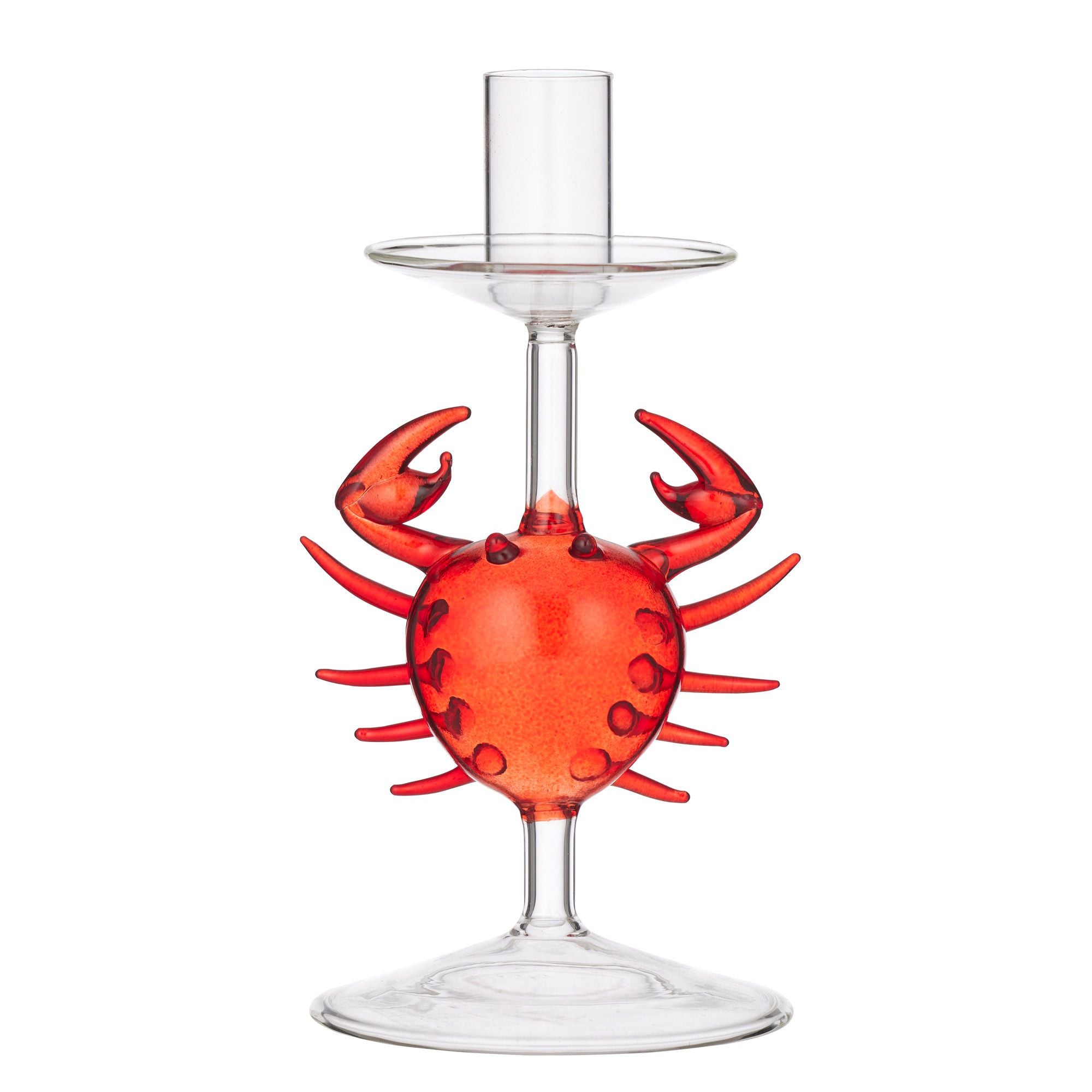 Coast To Coast Crab Glass Candleholder Red