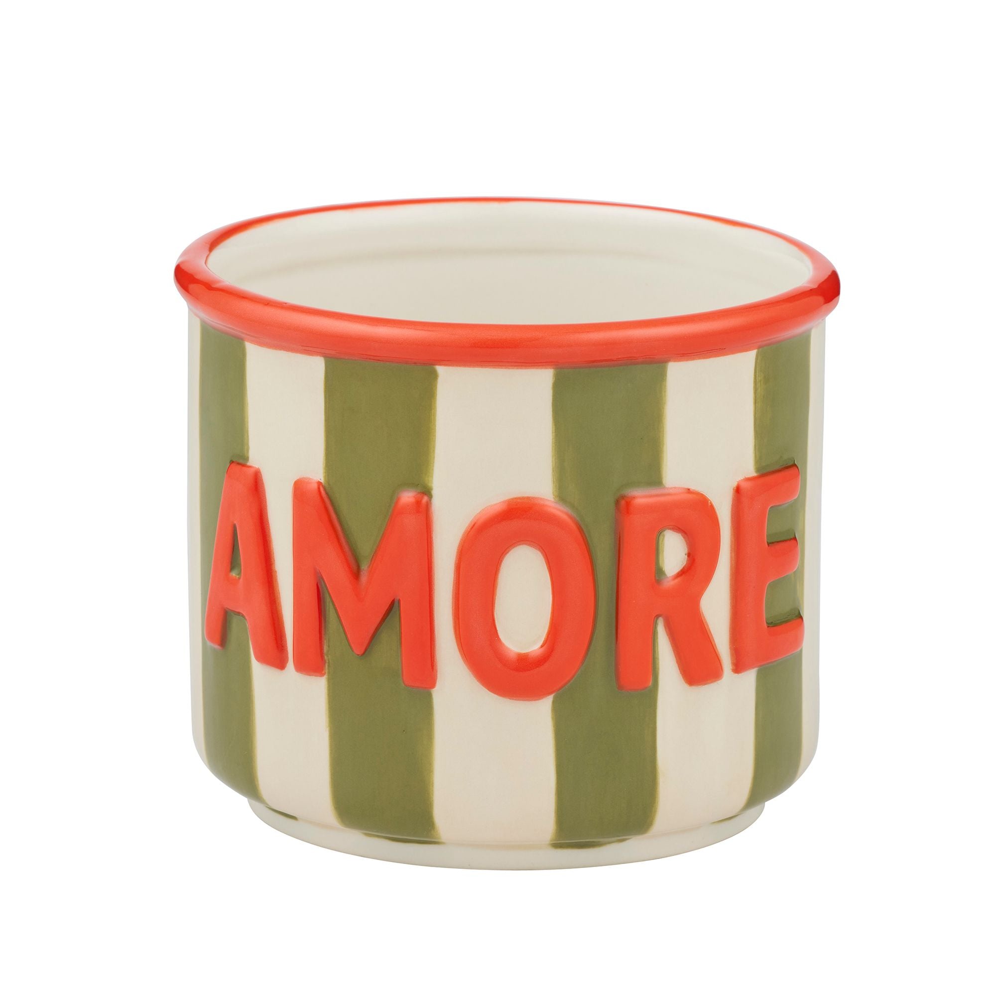 Coast To Coast Amore Ceramic Pot 14x12cm Olive/Red