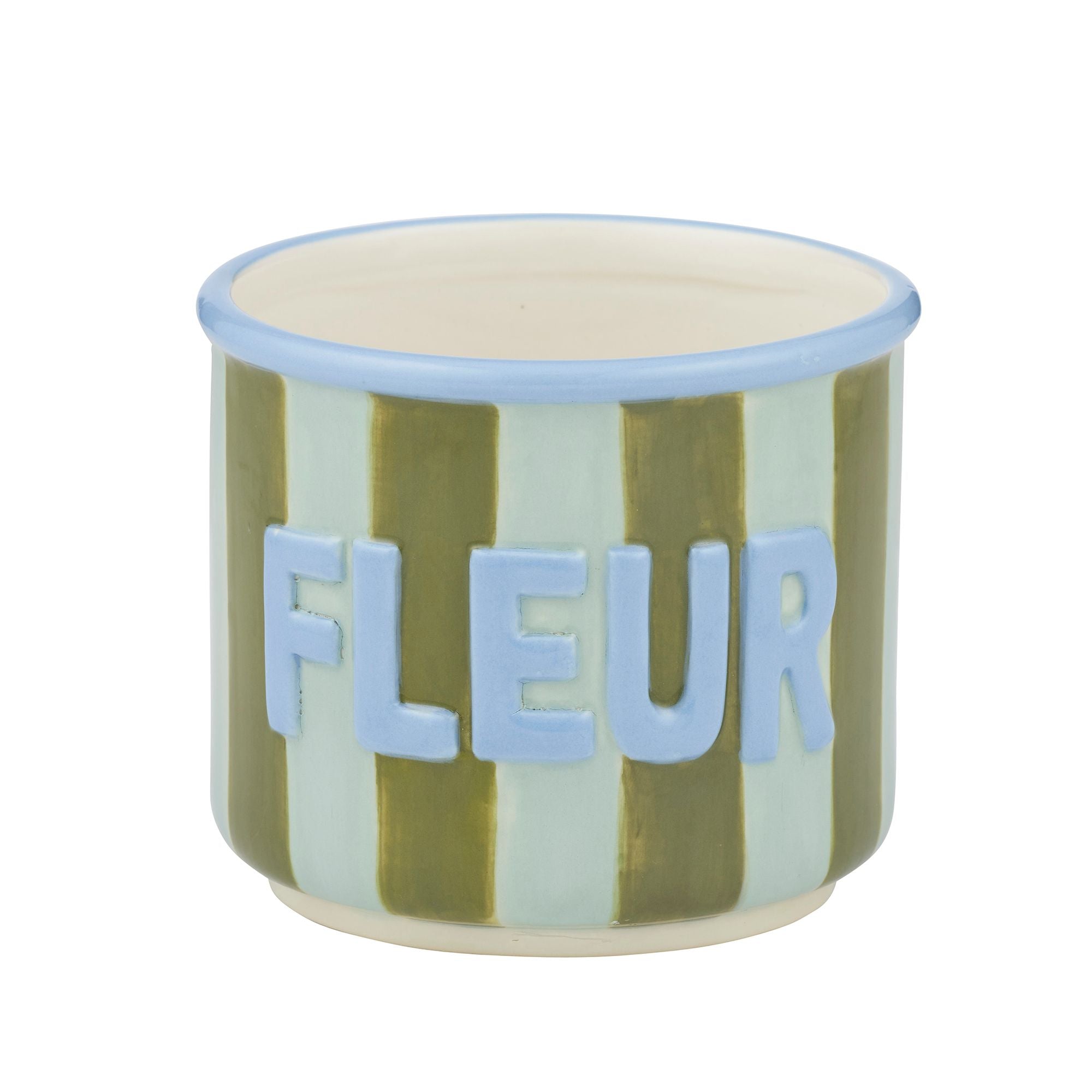 Coast To Coast Fleur Ceramic Pot Olive/Sky