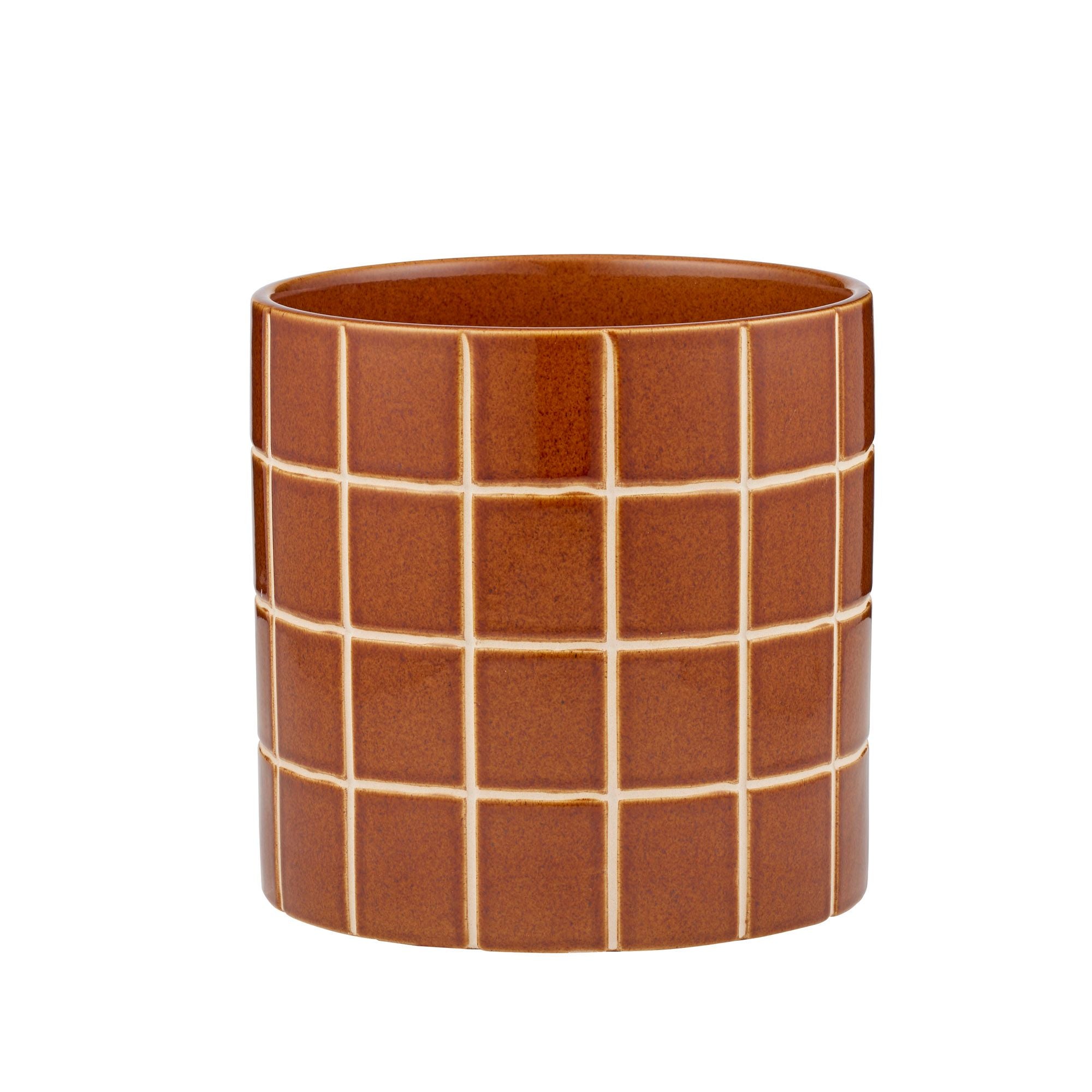 Coast To Coast Boyd Ceramic Tile Pot 23x23cm Tan