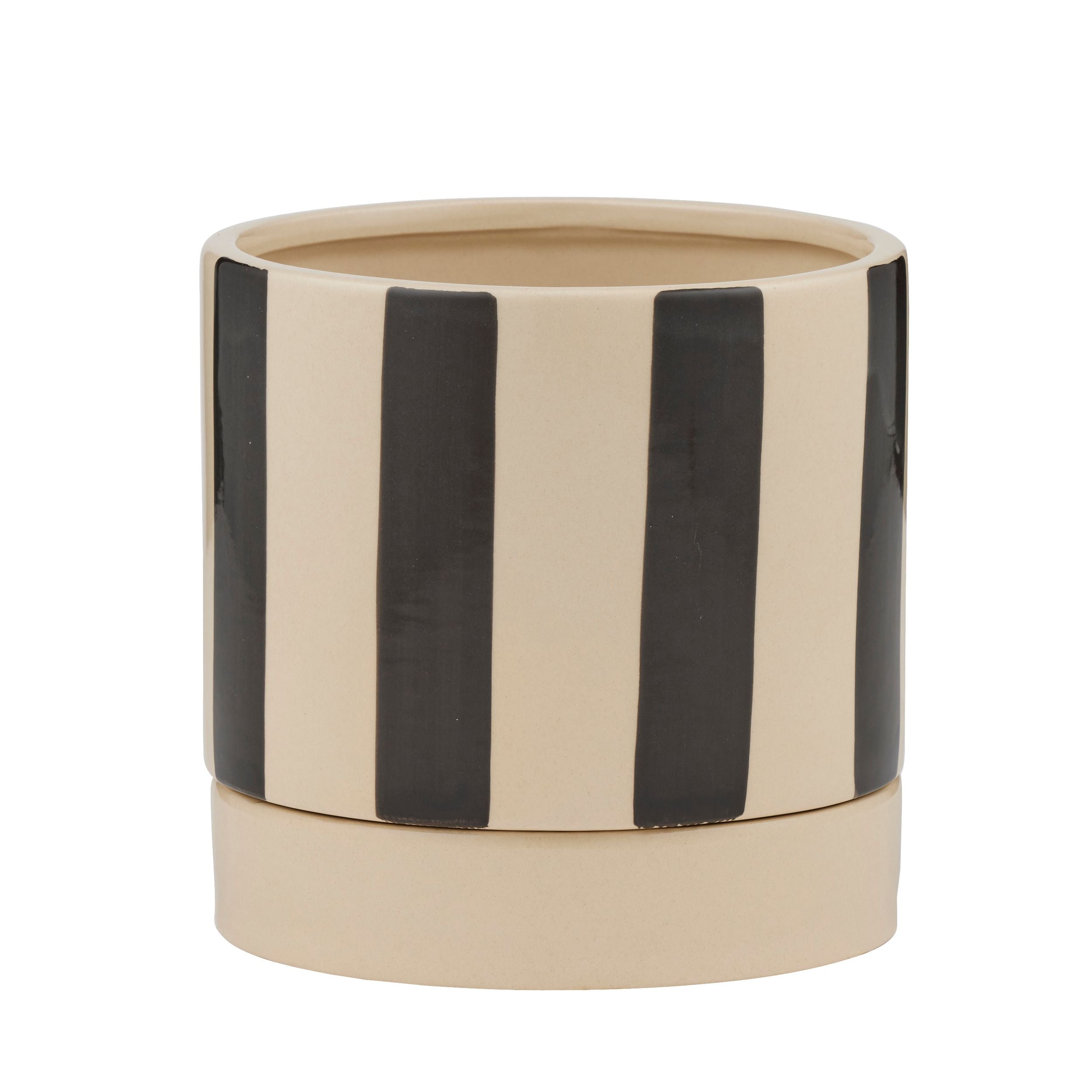Coast To Coast Tyra Ceramic Pot with Saucer 16x16cm Black/Ivory