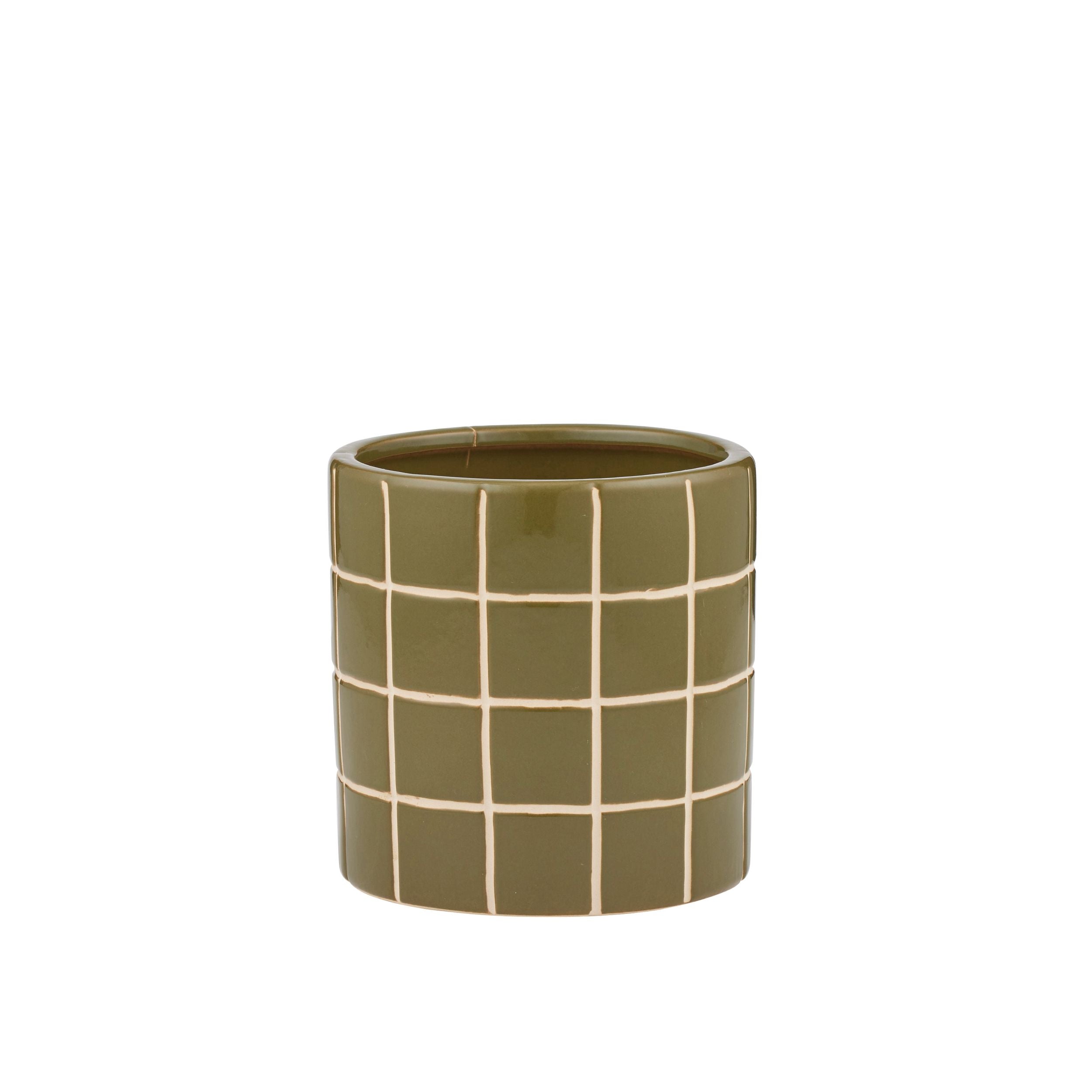 Coast To Coast Boyd Ceramic Tile Pot 16x15cm Olive