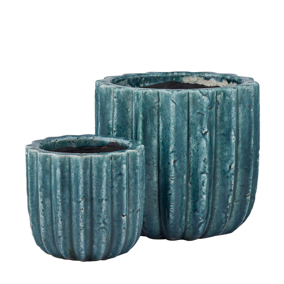 Life Botanic Davis Set of 2 Ceramic Pots Teal