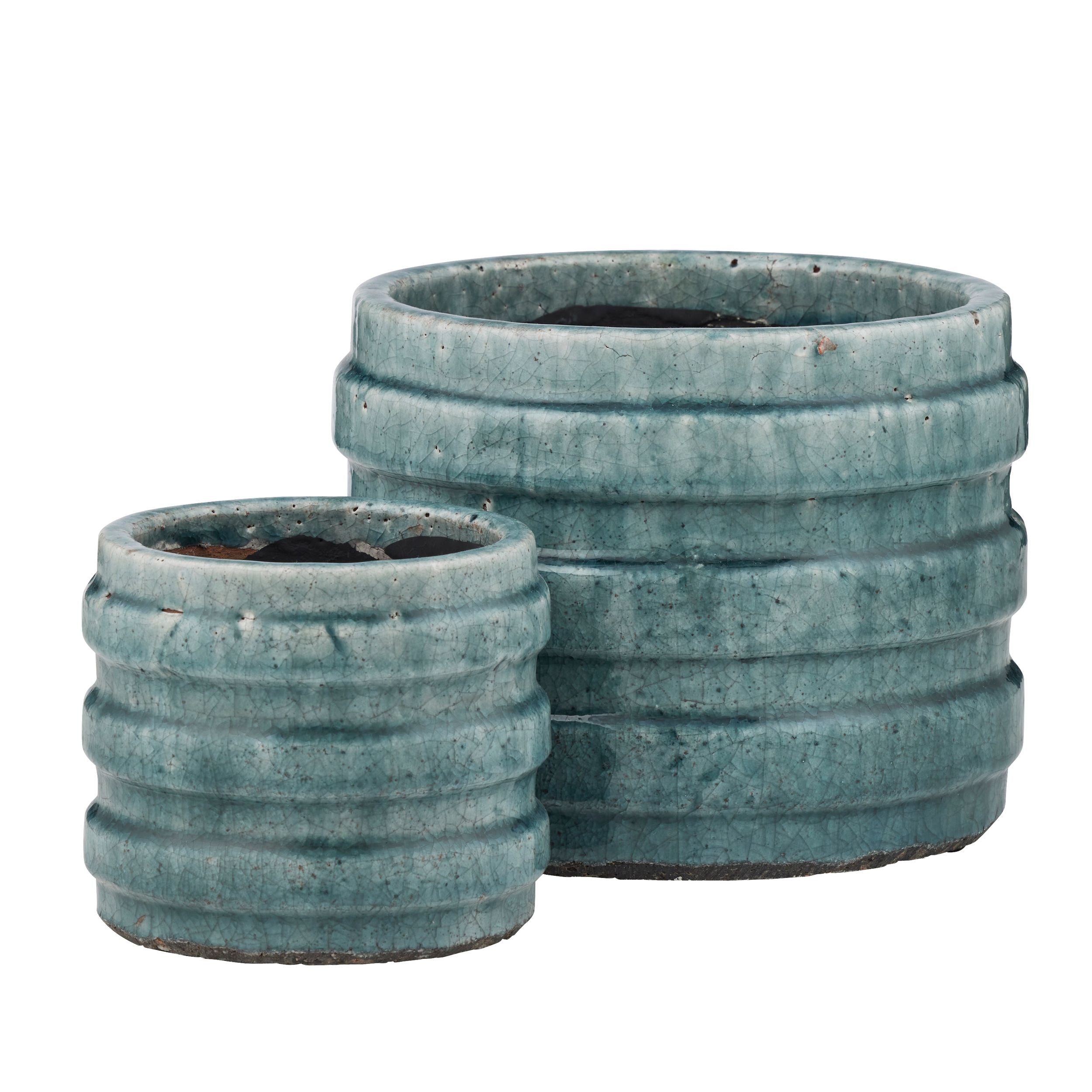 Life Botanic Miller Set of 2 Ceramic Pots Teal