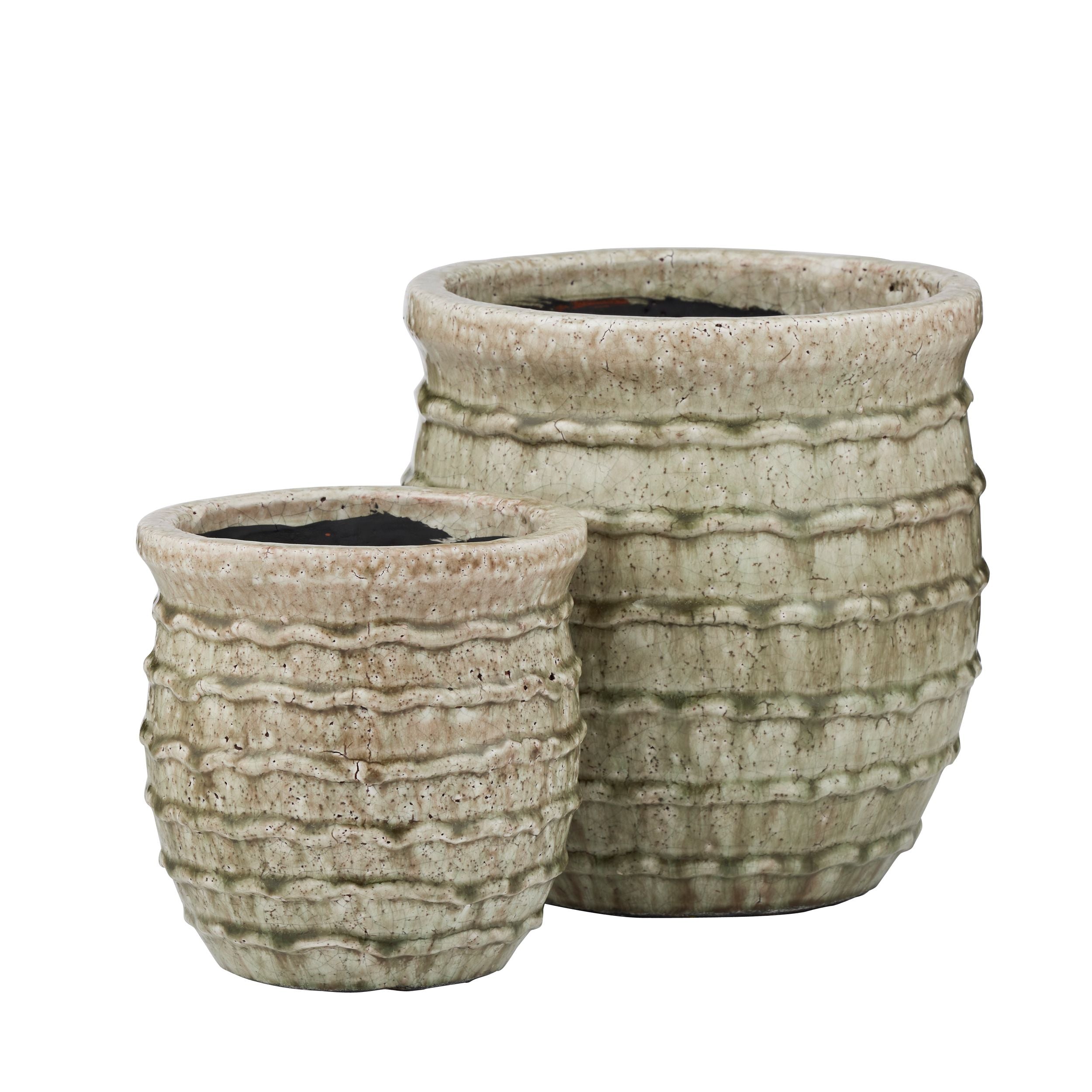 Coast To Coast Riad Set of 2 Ceramic Pots Taupe