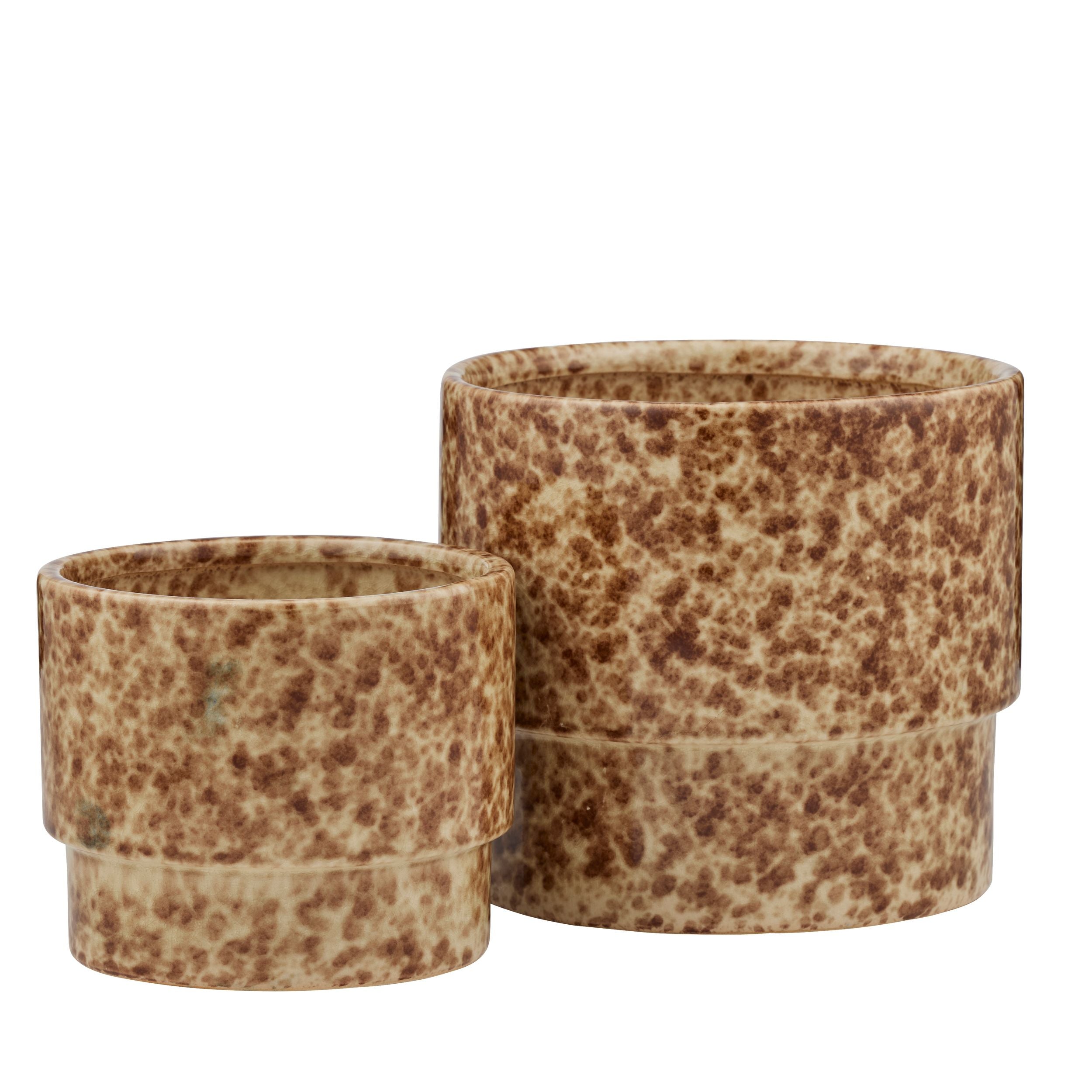 Life Botanic Leon Set of 2 Ceramic Pots Ivory/Brown
