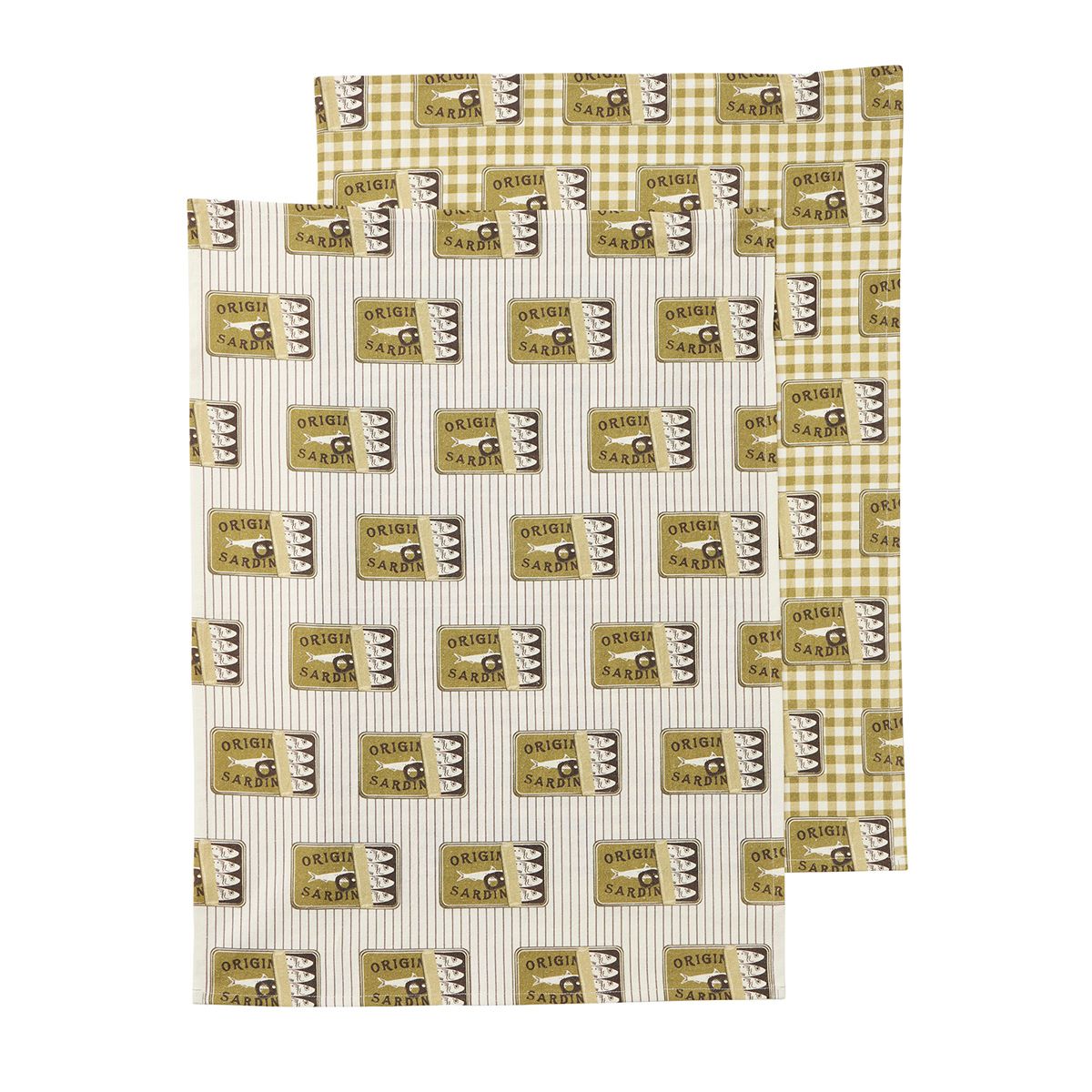 Assemble Sardine Set of 2 Cotton Tea Towel Olive