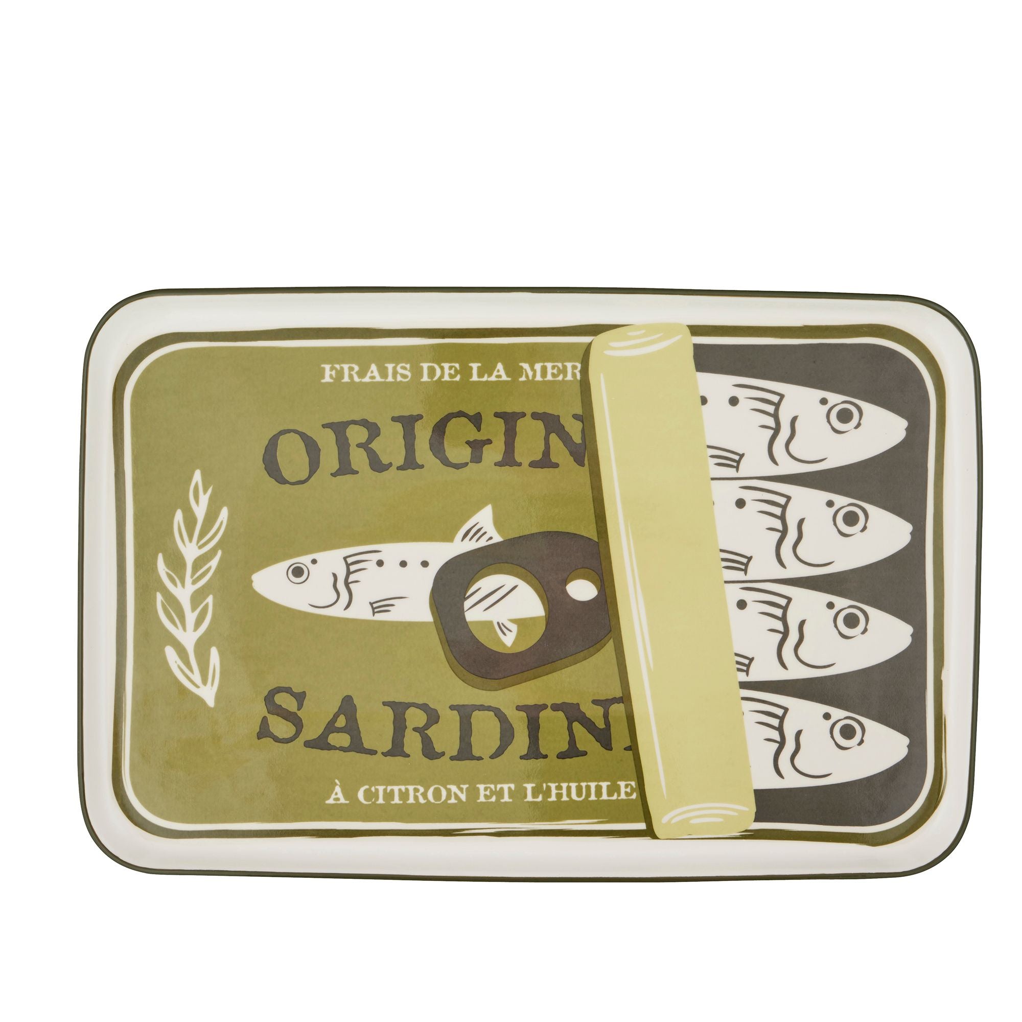 Assemble Lisbon Ceramic Sardine Platter Green
