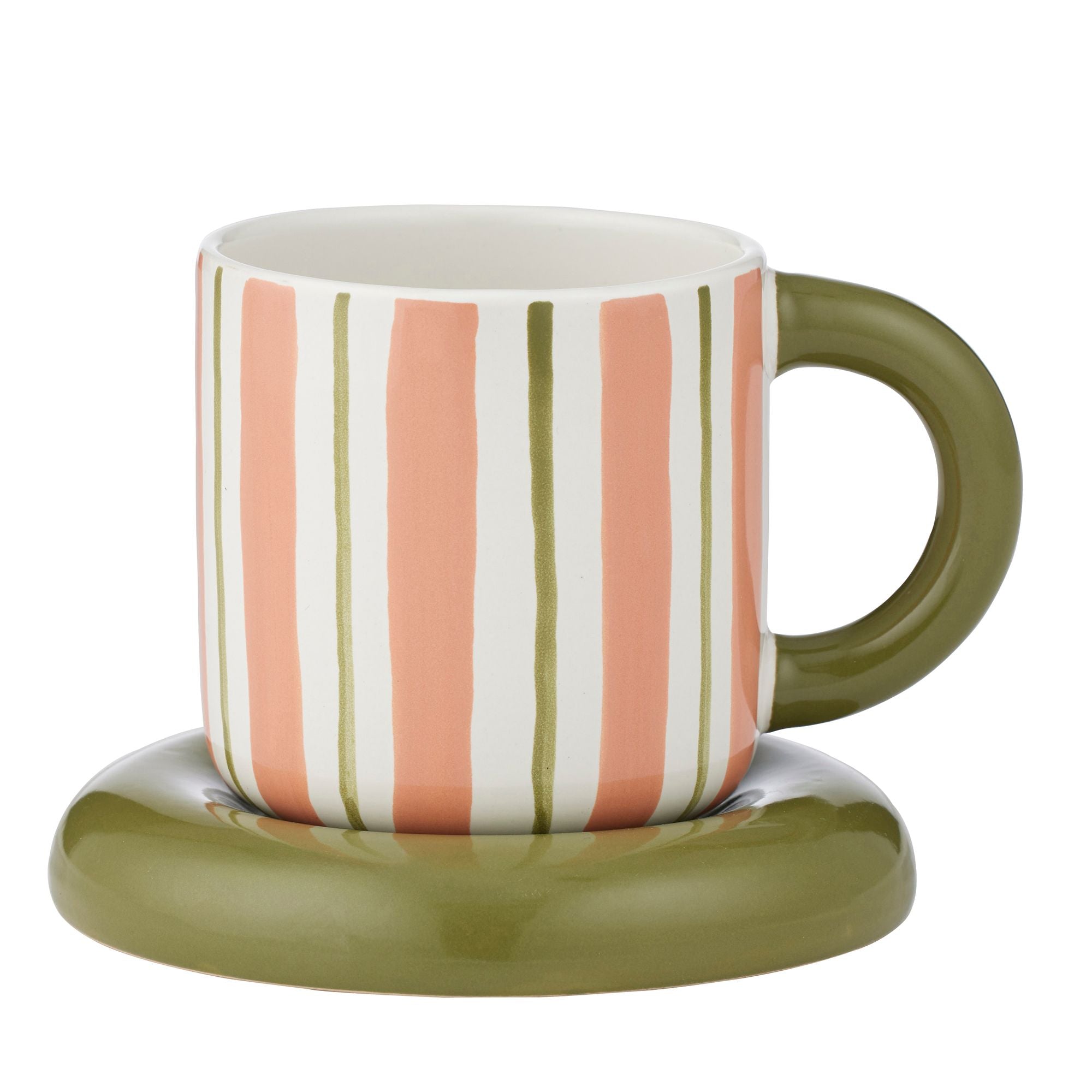 Assemble Candy Ceramic Cup&Saucer Pink/Olive