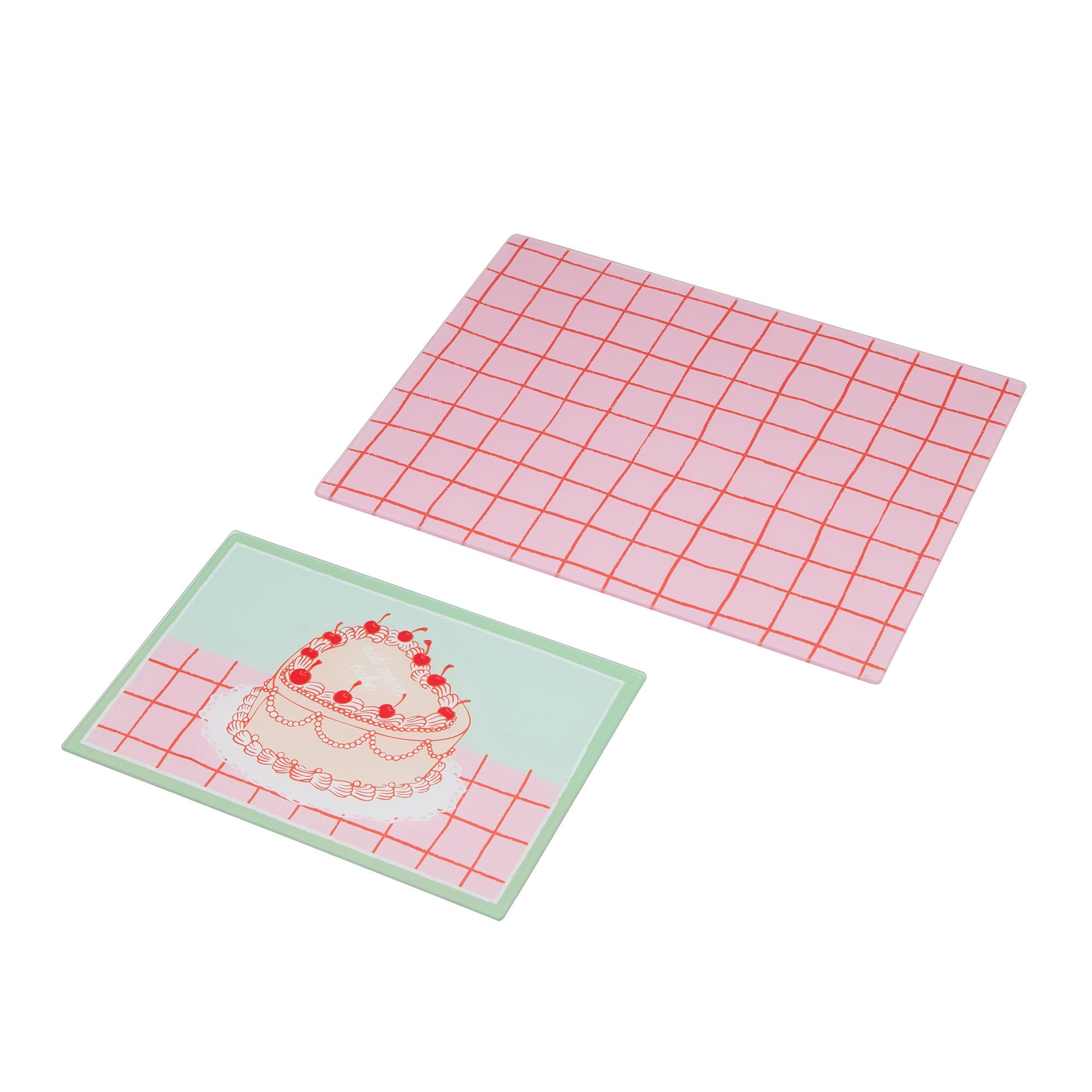 Assemble Buttercream Set of 2 Glass Serve Board