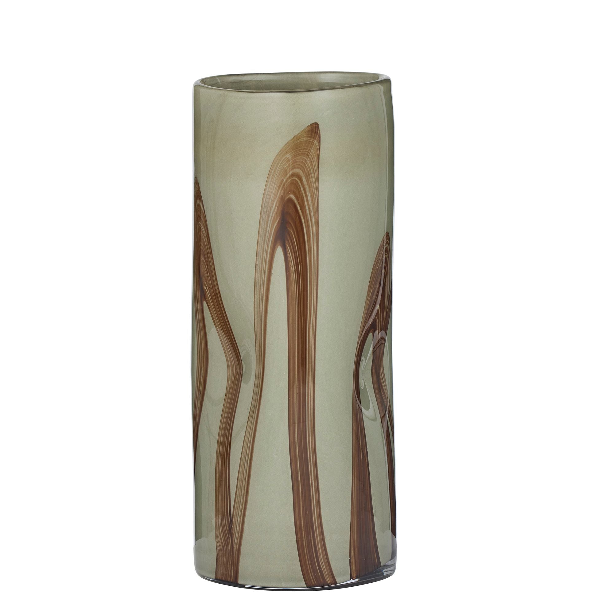 Coast To Coast Merton Glass Vase 13x30cm Sage/Brown