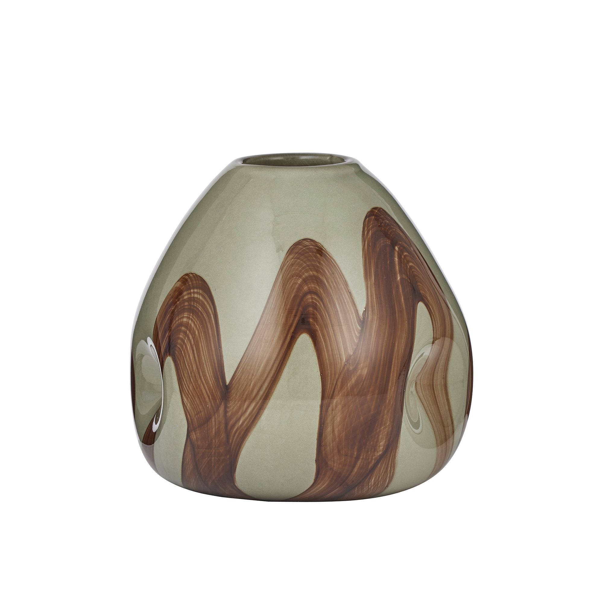 Coast To Coast Merton Glass Vase 20x18cm Sage/Brown