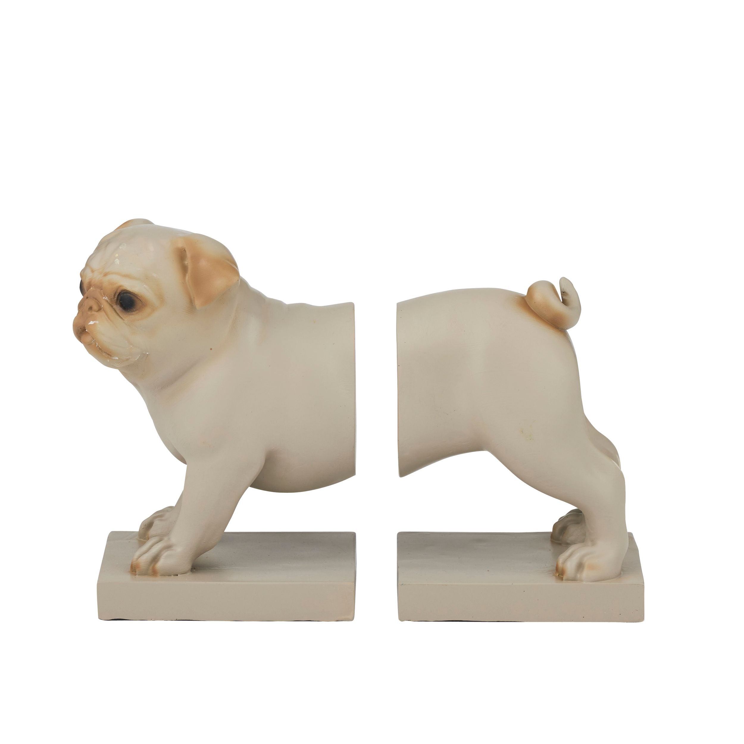 Coast To Coast Puggy Set of 2 Resin Bookends Natural