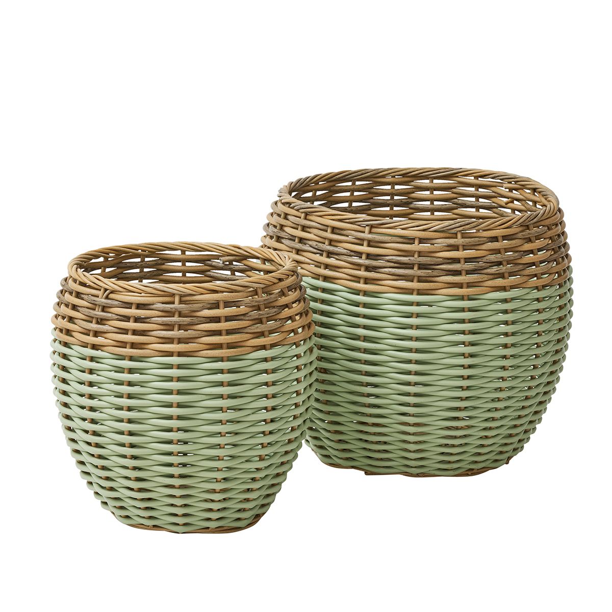 Coast To Coast Cortona Set of 2 PE Rattan Basket Green