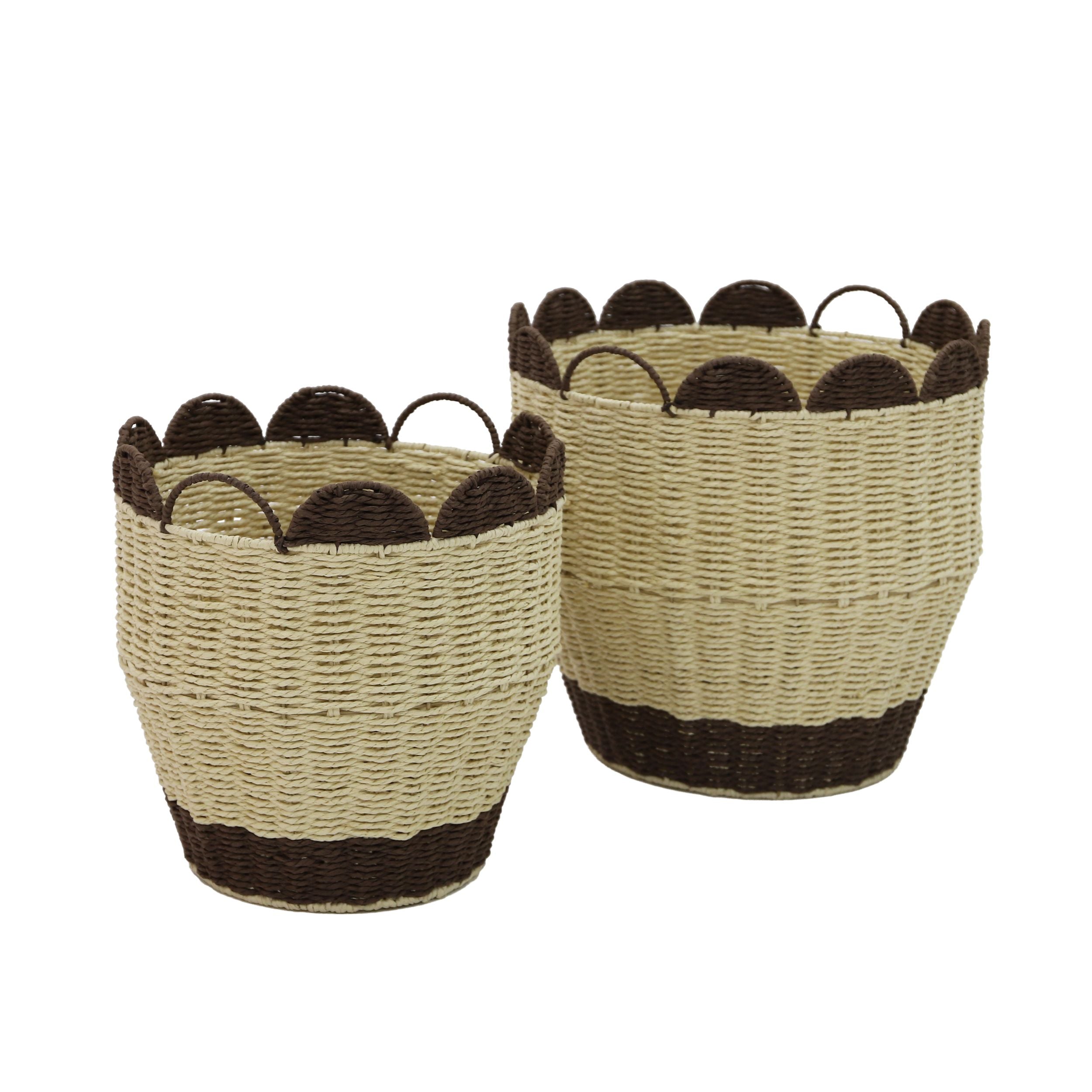 Coast To Coast Apollo Set of 2 Paper Basket Natural/Chocolate