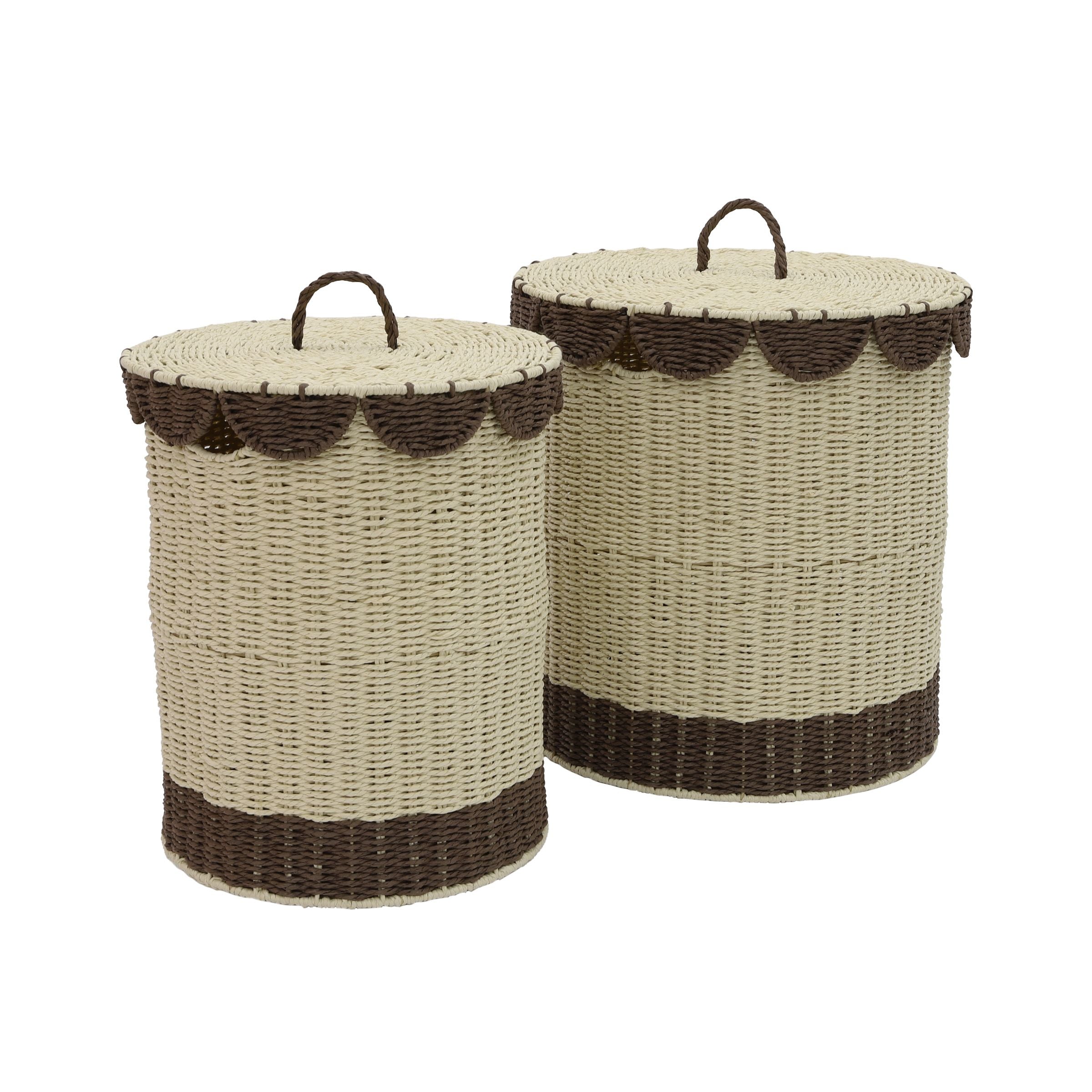 Coast To Coast Apollo Set of 2 Paper Hamper Natural/Chocolate