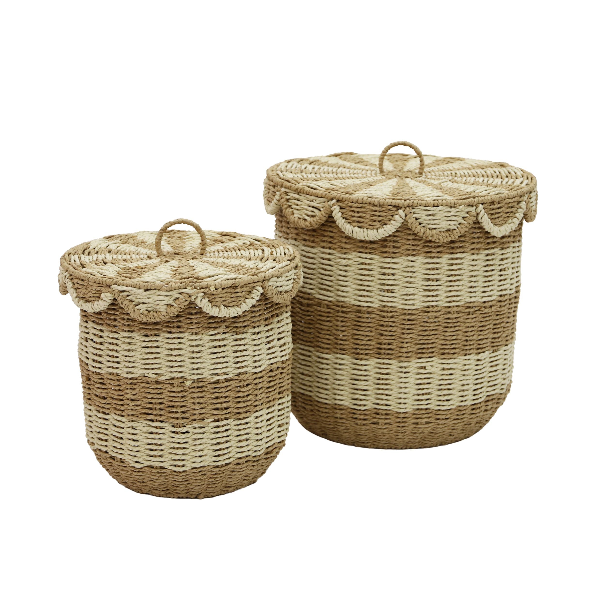 Coast To Coast Leo Set of 2 Paper Hamper Natural/White
