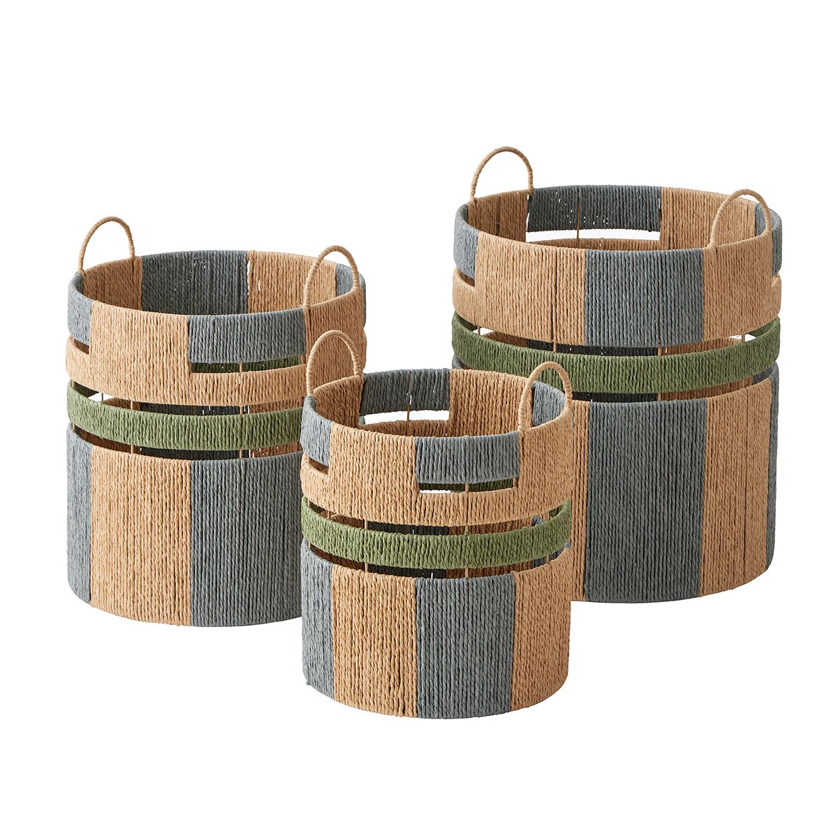 Coast To Coast Rhyll Set of 3 Paper Baskets Green/Blue