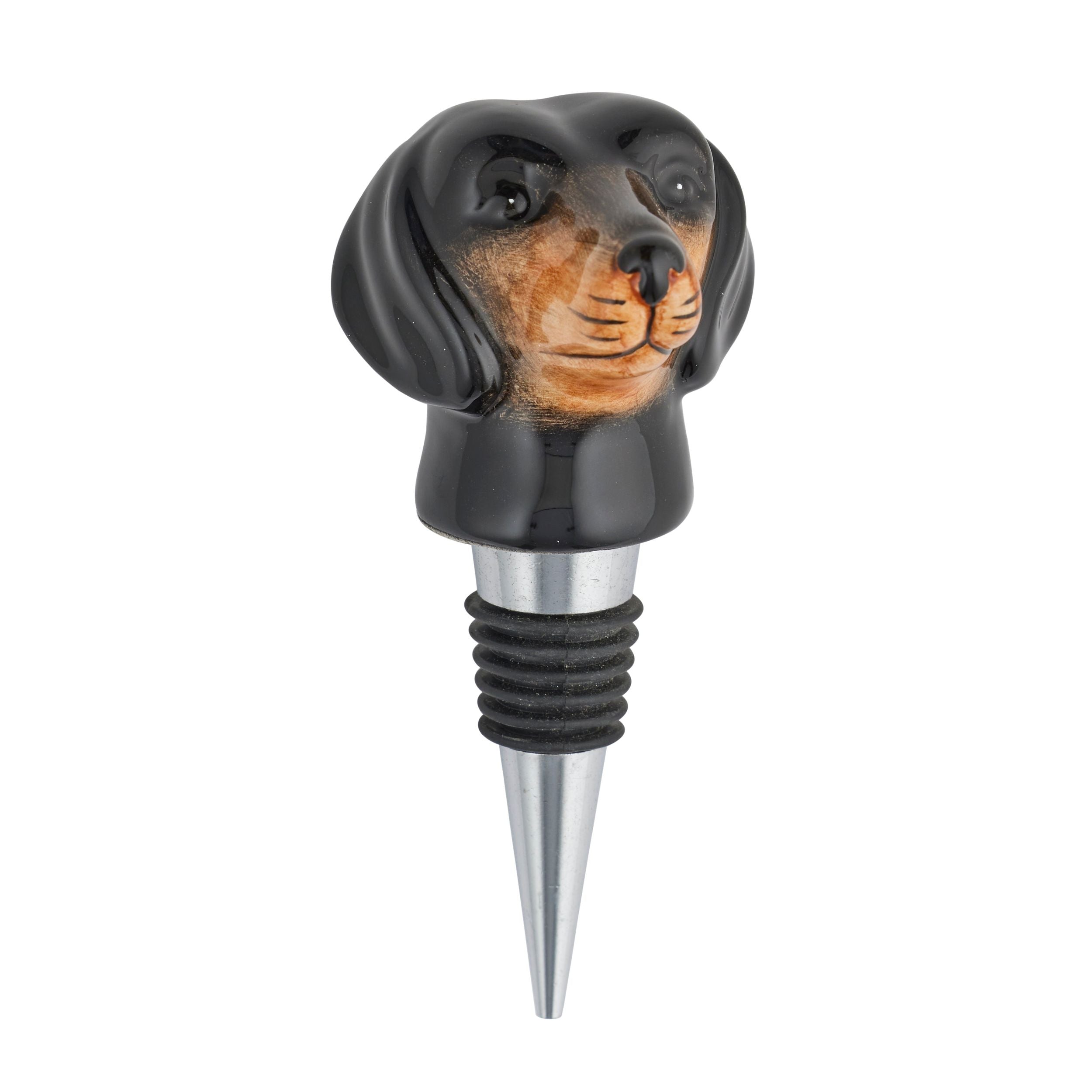 Assemble Dachshund Ceramic/Stainless Steel Bottle Stopper