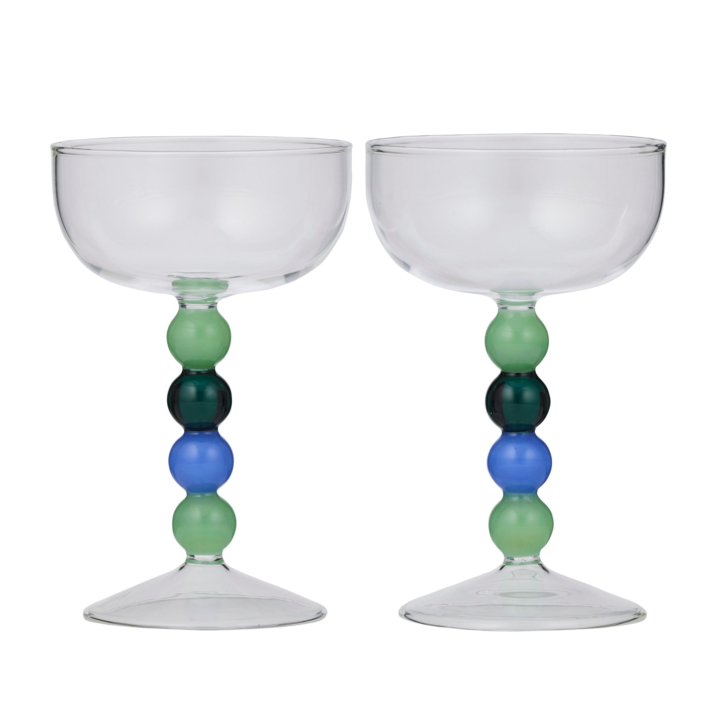 Assemble Winton Set of 2 Coupe Glasses Blue/Green