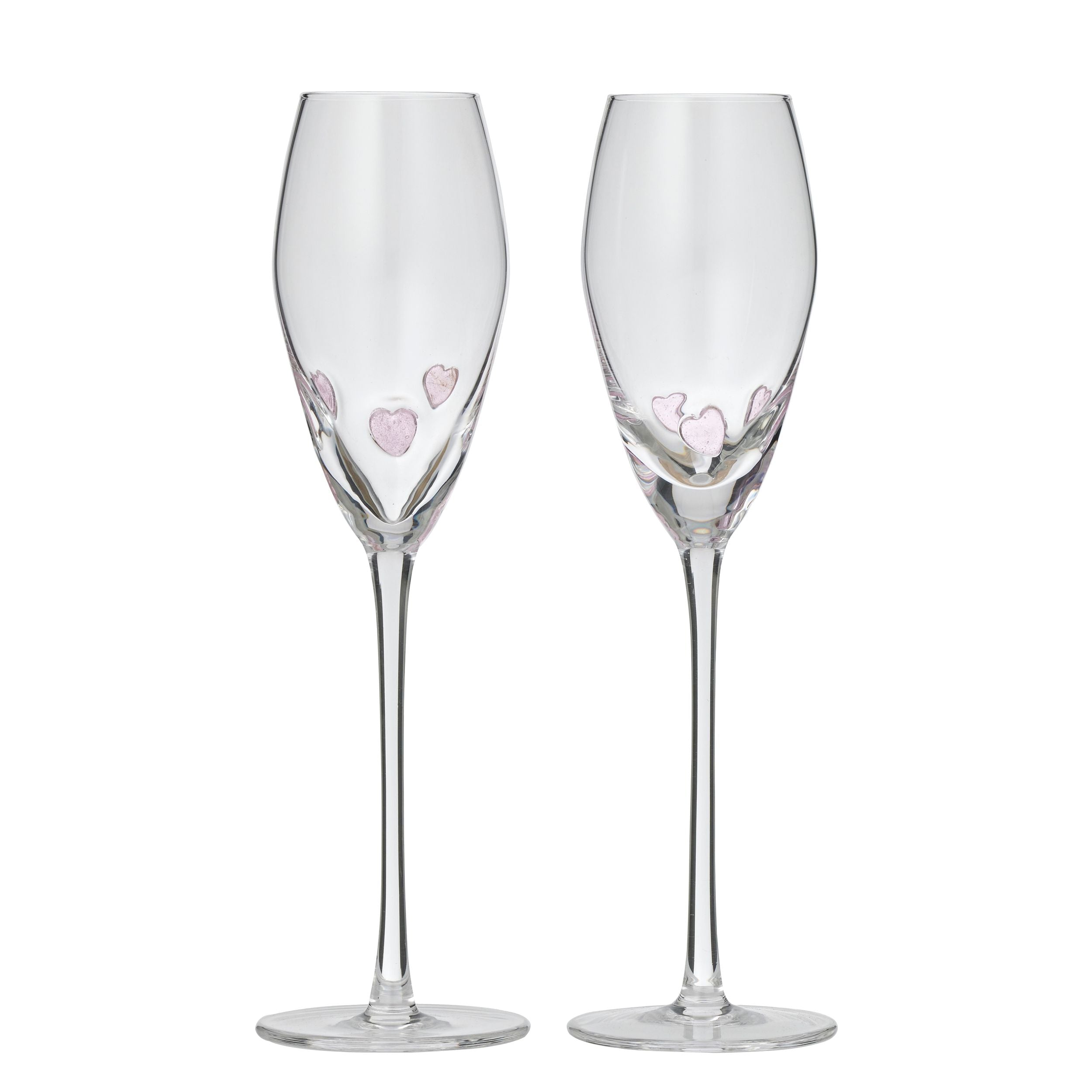 Assemble Amore Set of 2 Glass Flute Clr/Pink