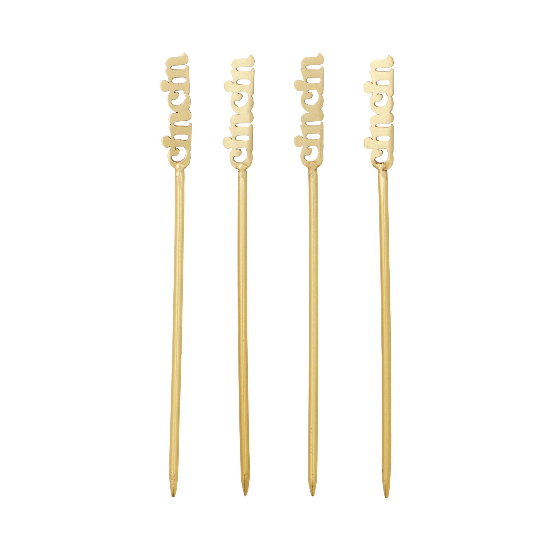 Assemble Cin Cin Set of 4 Stainless Steel Pick Gold
