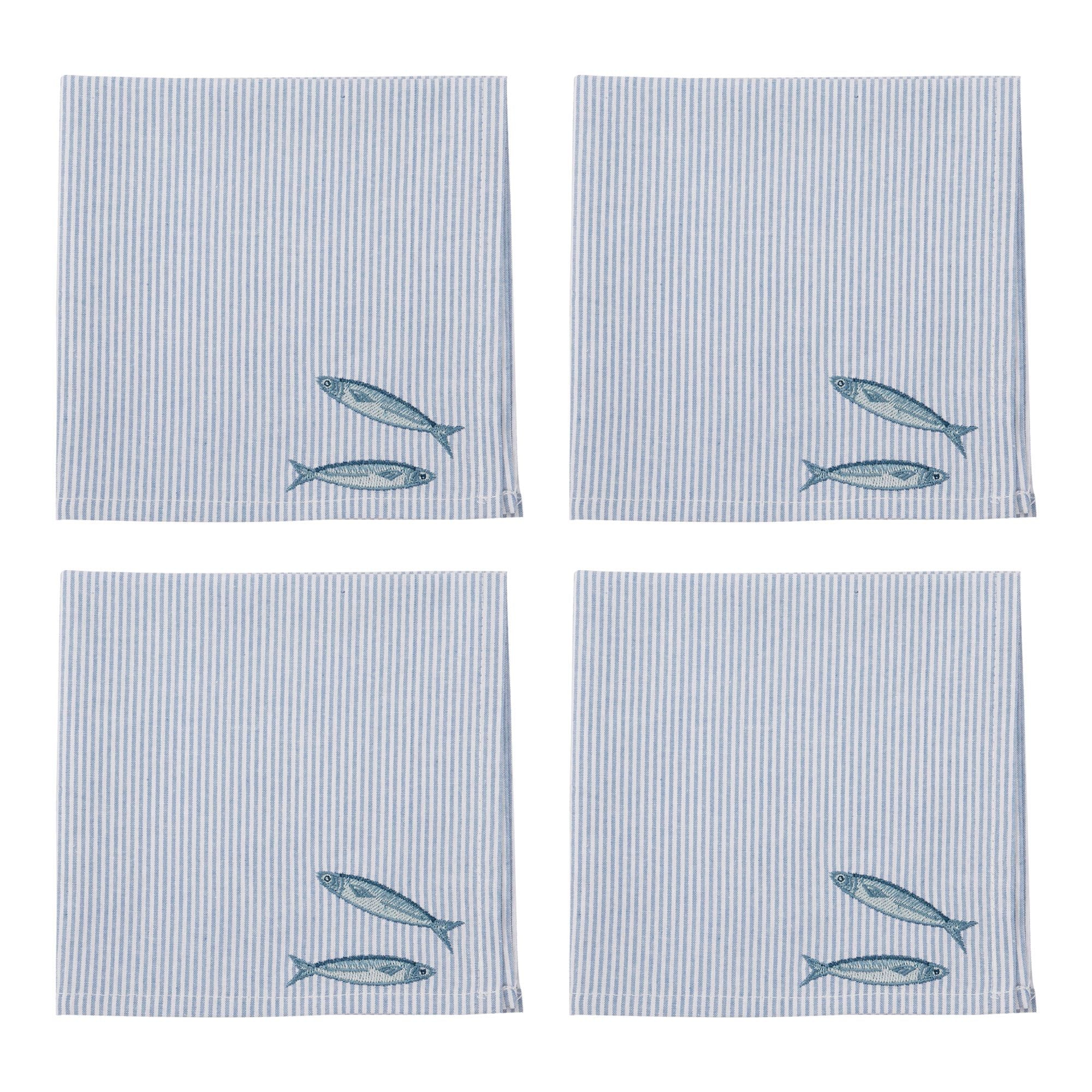 Assemble Lofoten Set of 4 Cotton Napkins Blue/White