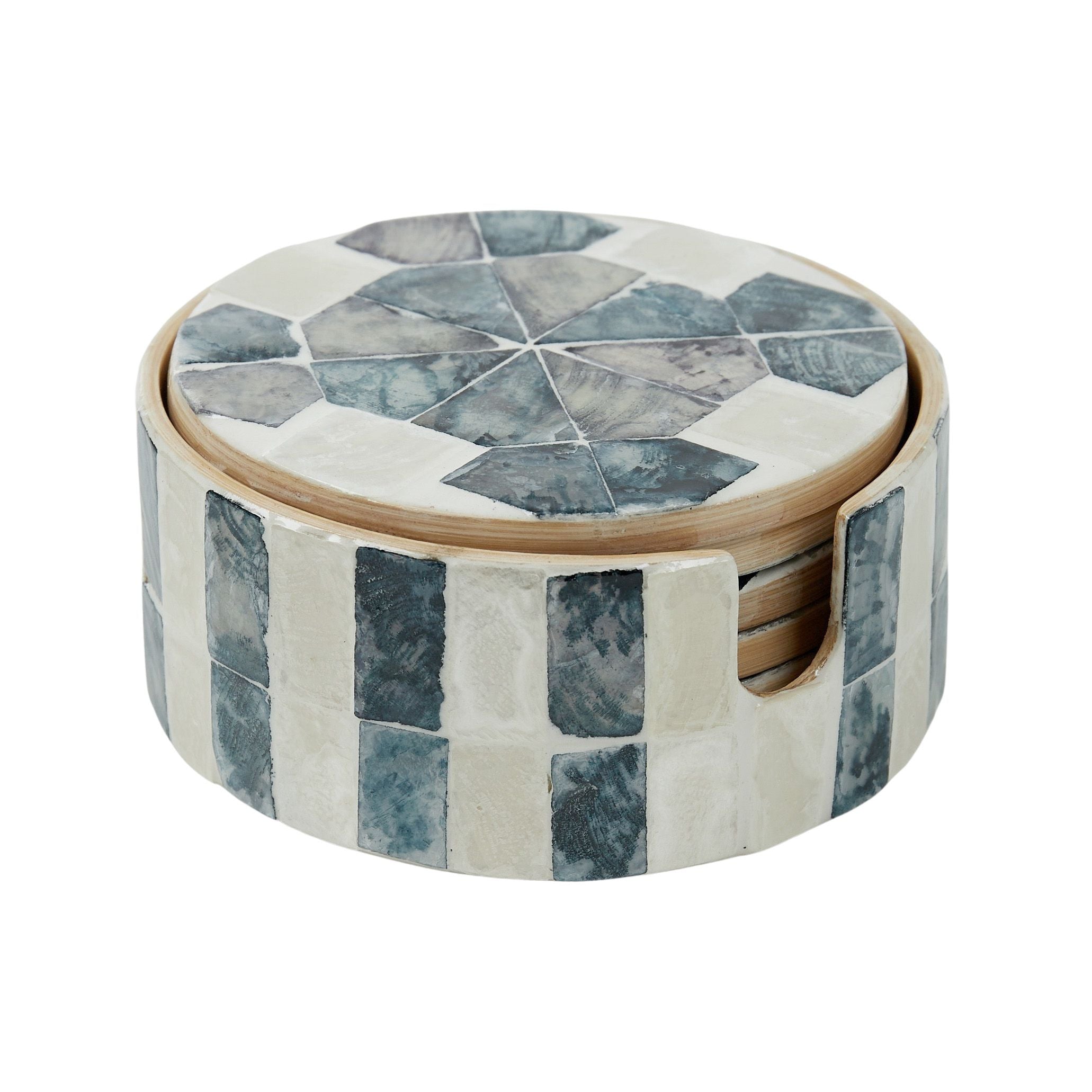 Coast To Coast Nya Set of 6 Inlay Coasters Navy/Ivory
