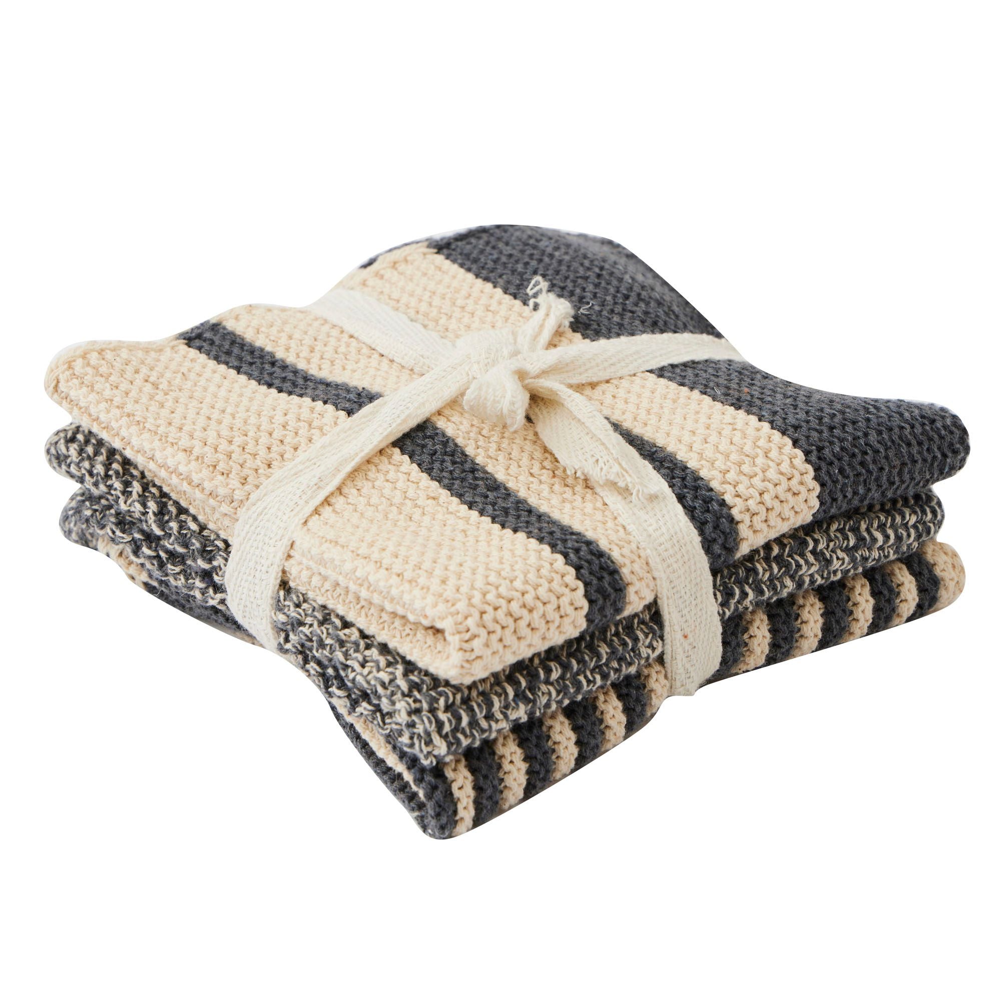 Assemble Amy Set of 3 Cotton Knit Cloth Grey