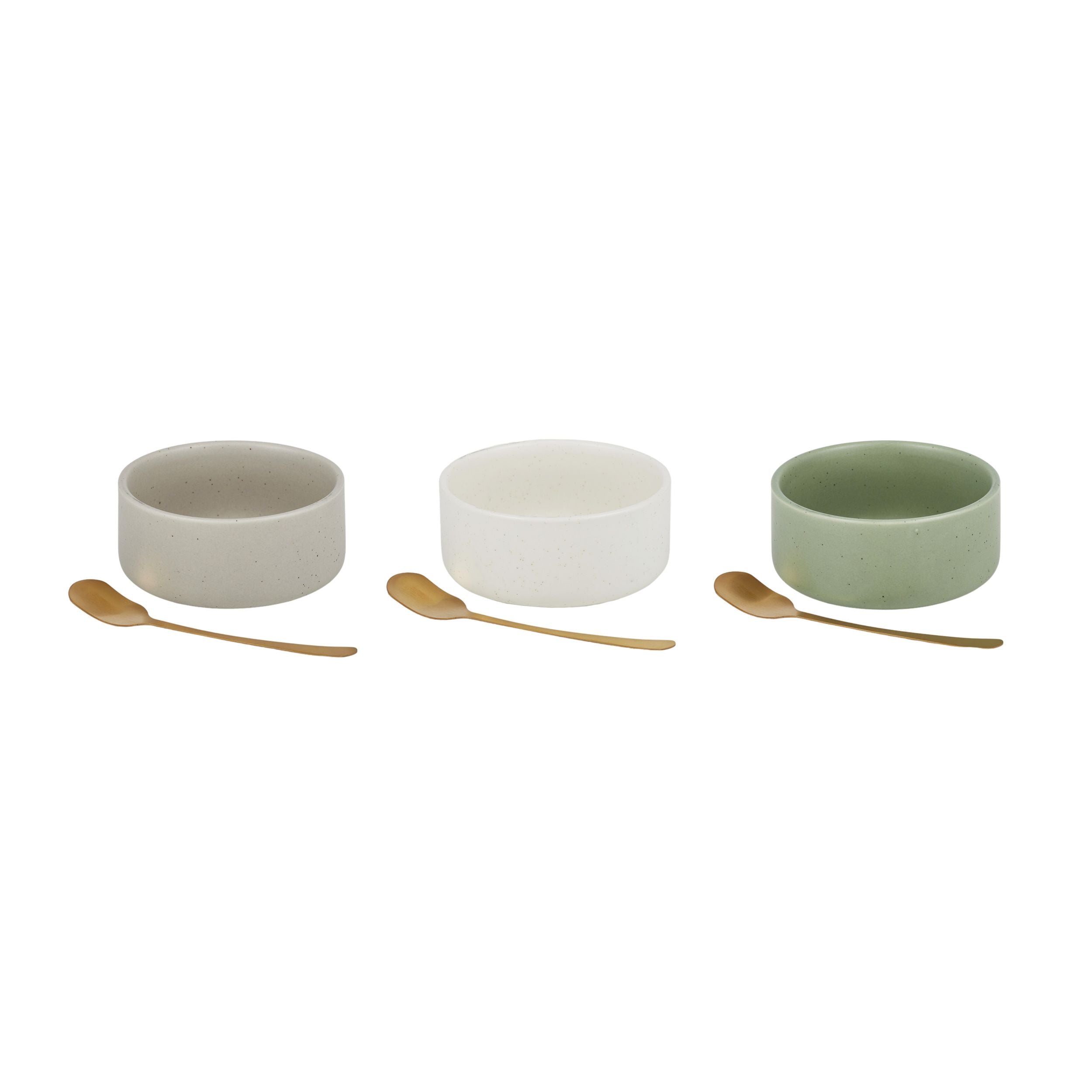 Assemble Lou Set of 2 Ceramic Bowl with Spoon 3 Assorted