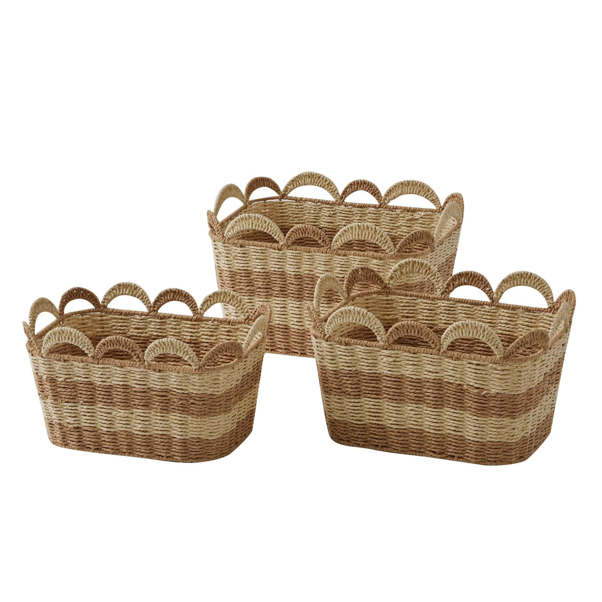 Coast To Coast Leo Set of 3 Paper Rectangle Basket Natural/White