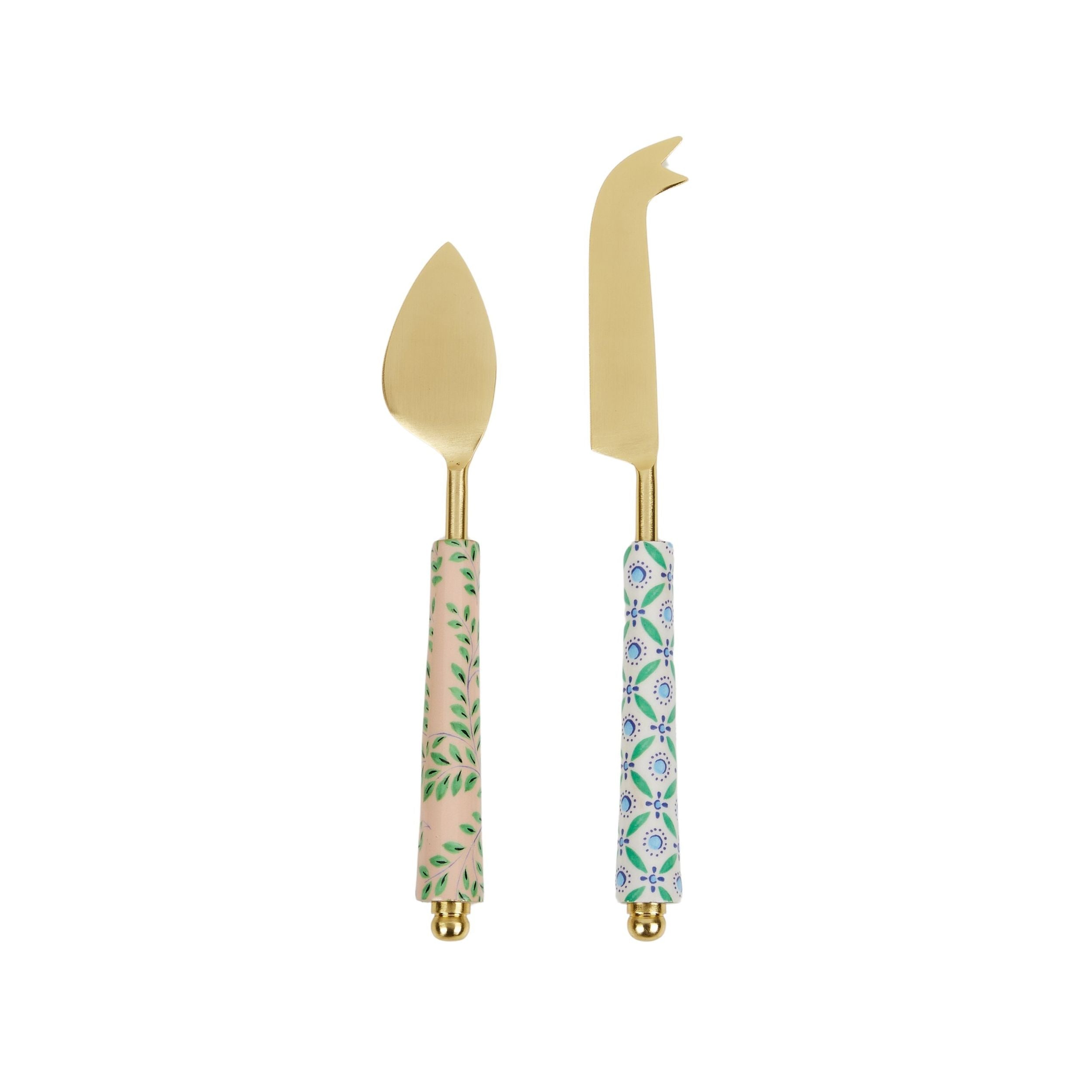 Assemble Iris Set of 2 Stainless Steel Cheese Knives Mult
