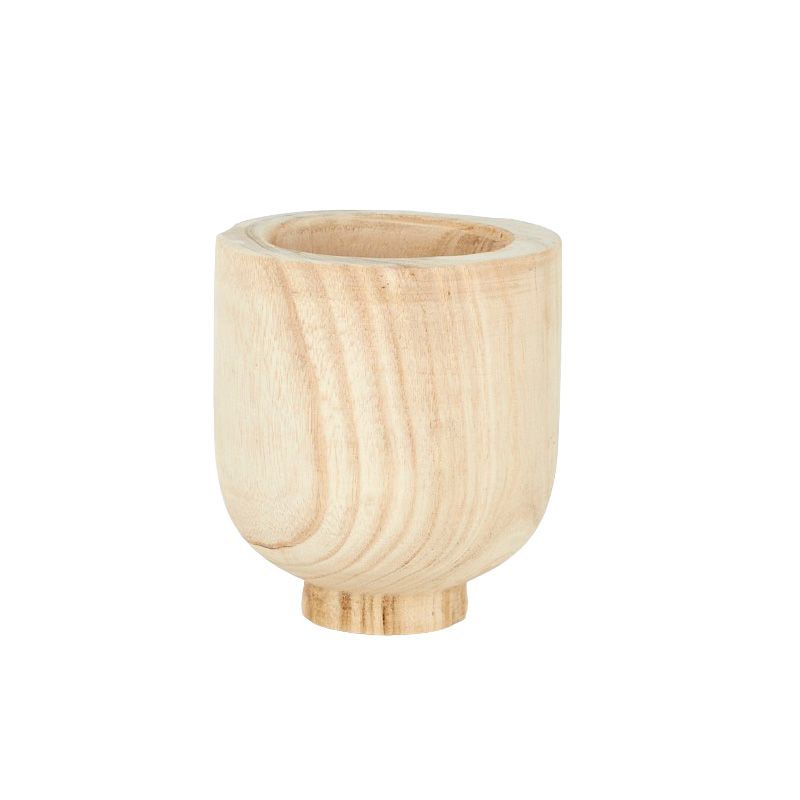Life Botanic Wade Wooden Footed Pot 16x18cm Natural