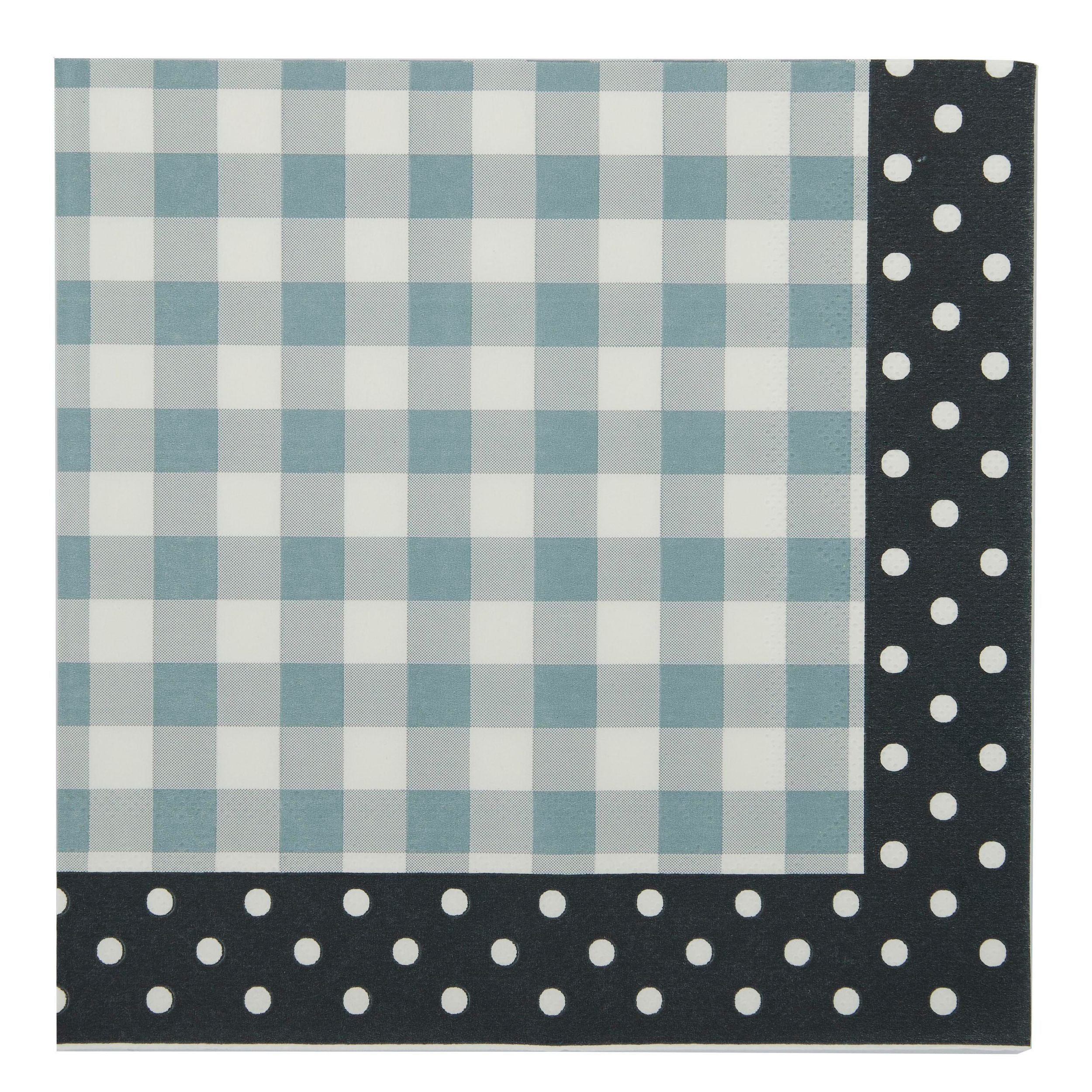 Assemble Gingham 20pck 3 Ply Napkin Slate