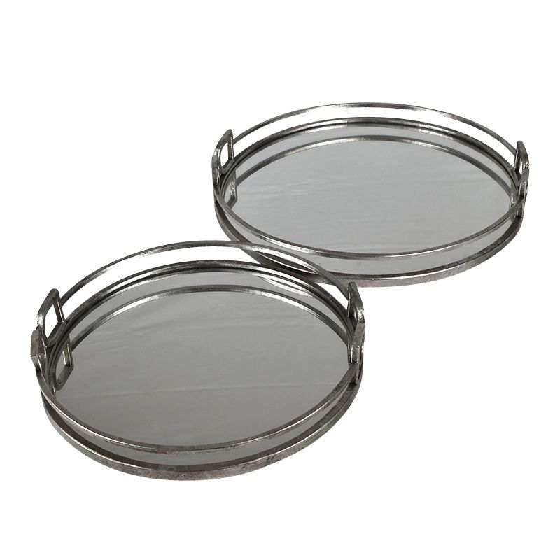 Coast To Coast Bridle Set of 2 Metal Trays - Silver