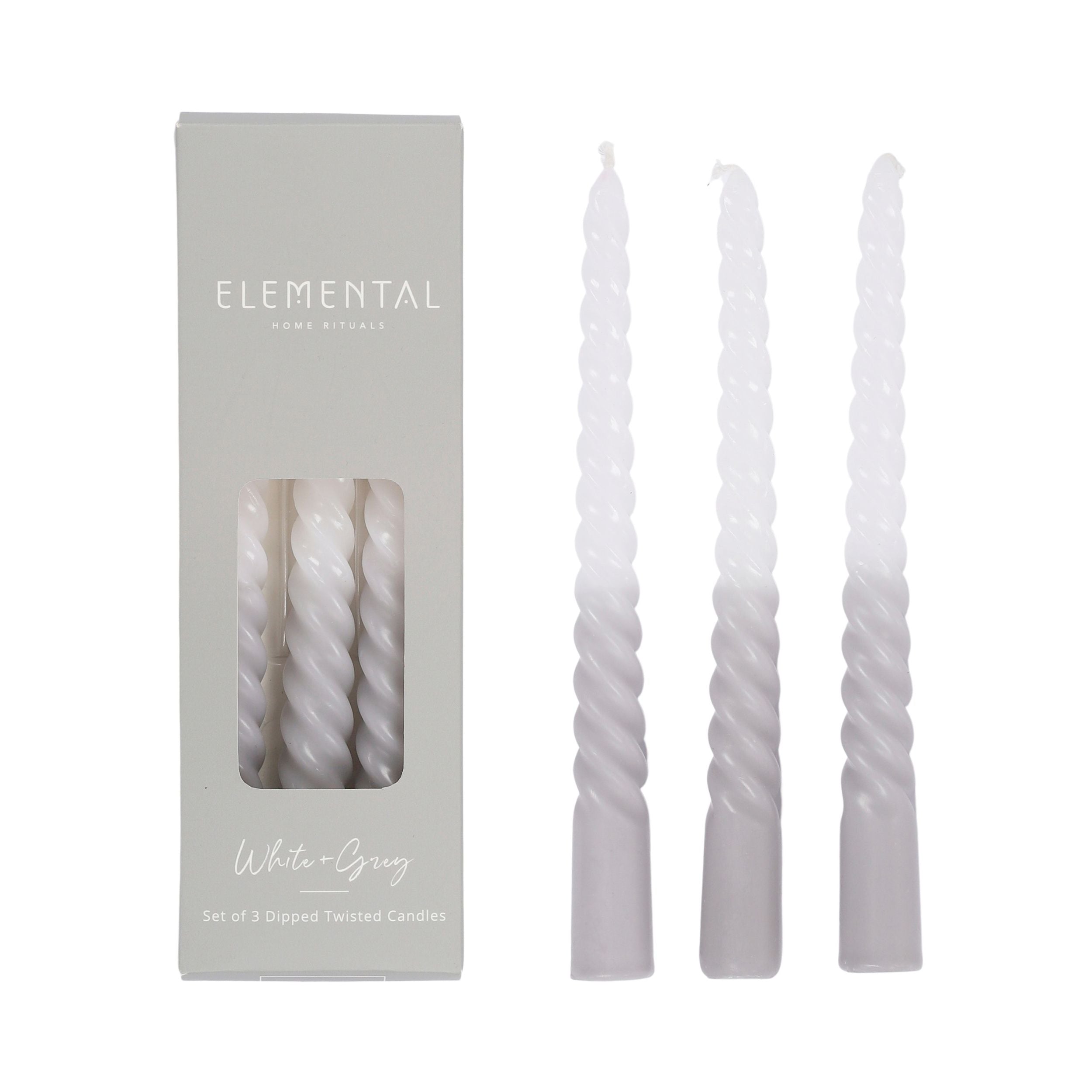 Elemental Dipped Twist Set of 3 Candle White/Grey