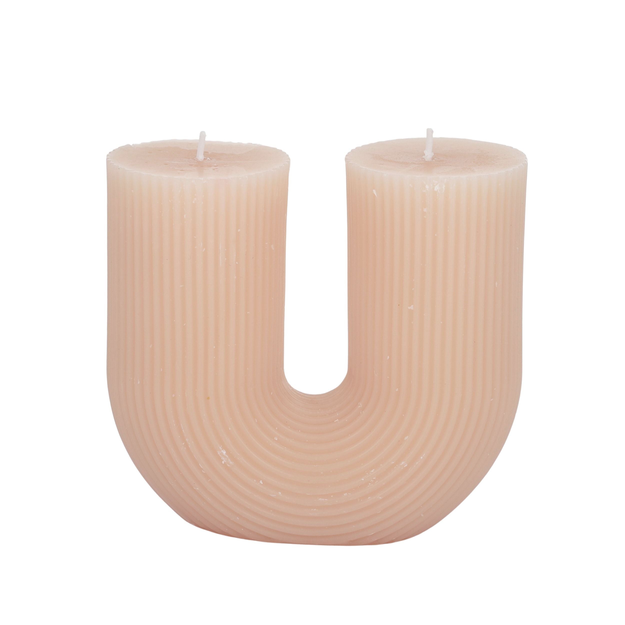 Elemental U Shaped Ribbed Candle Nude