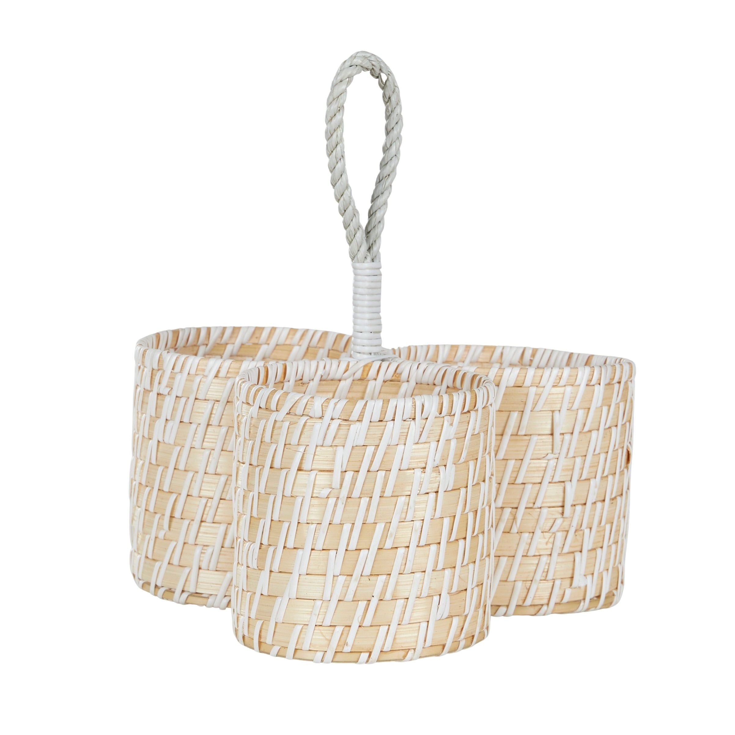 Assemble Tulum Rattan Bottle Holder White