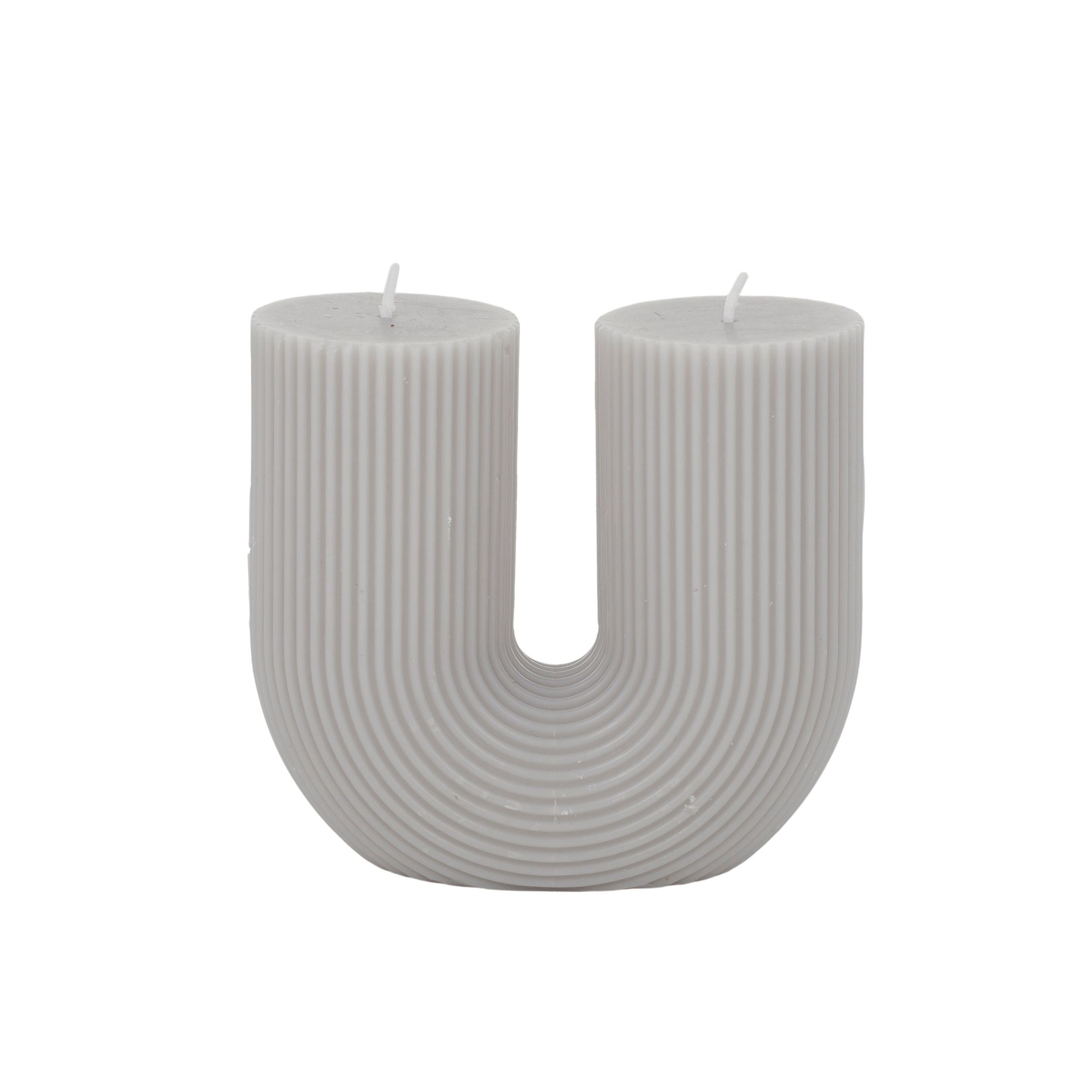 Elemental U Shaped Ribbed Candle Grey
