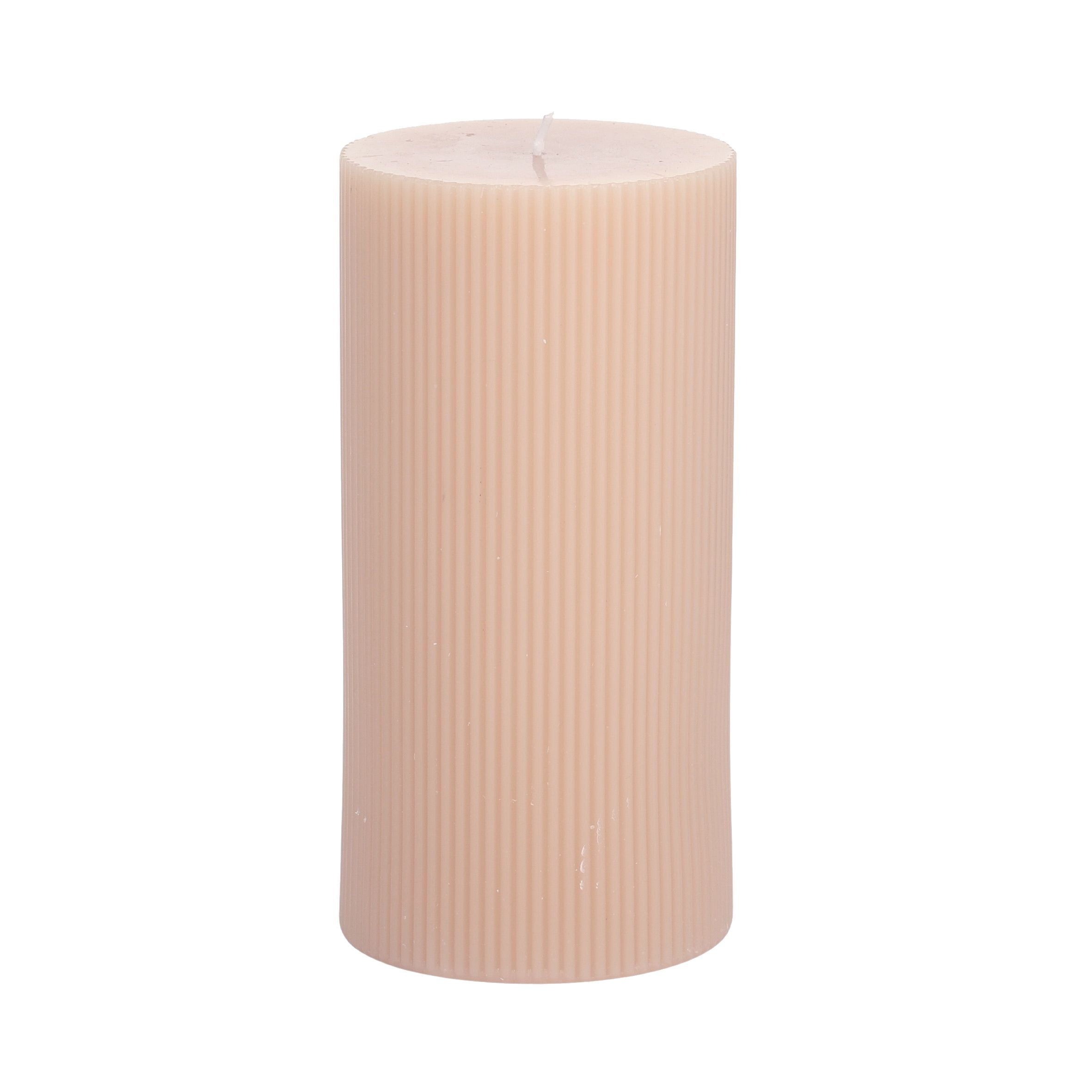Elemental Ribbed Pillar Candle 10x20cm Nude