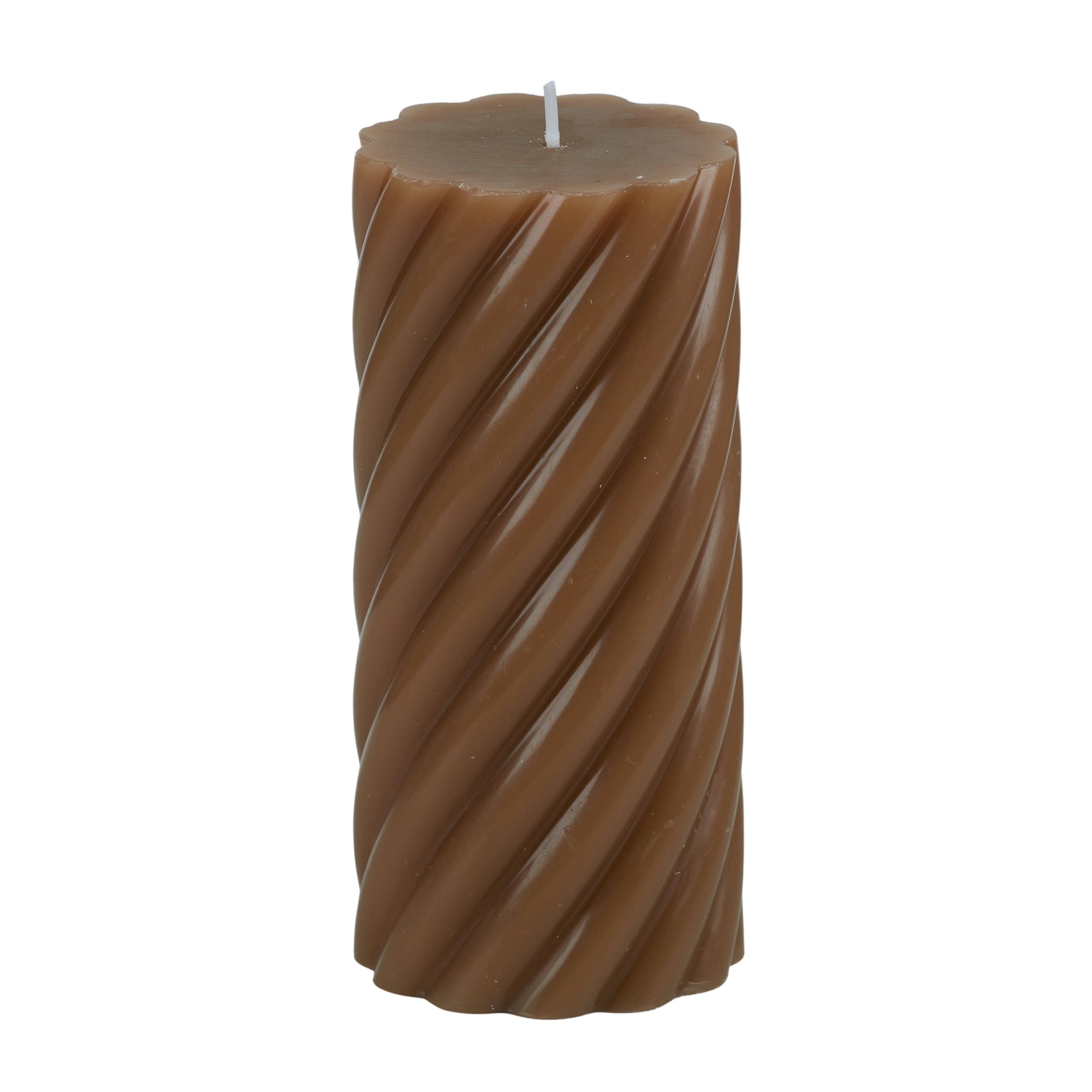Elemental Twist Pillar Candle 7x15cm Tan