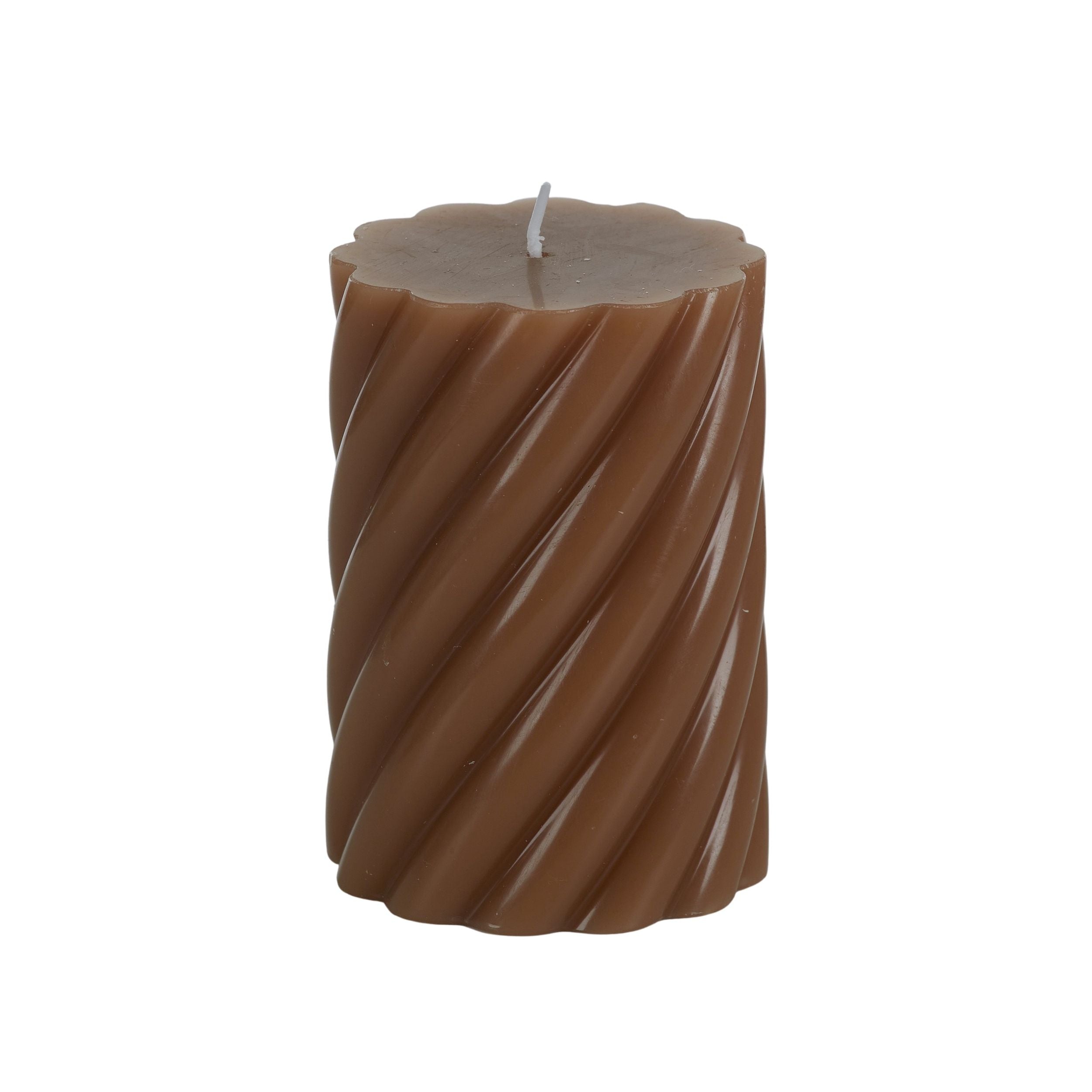 Elemental Twist Pillar Candle 7x10cm Tan