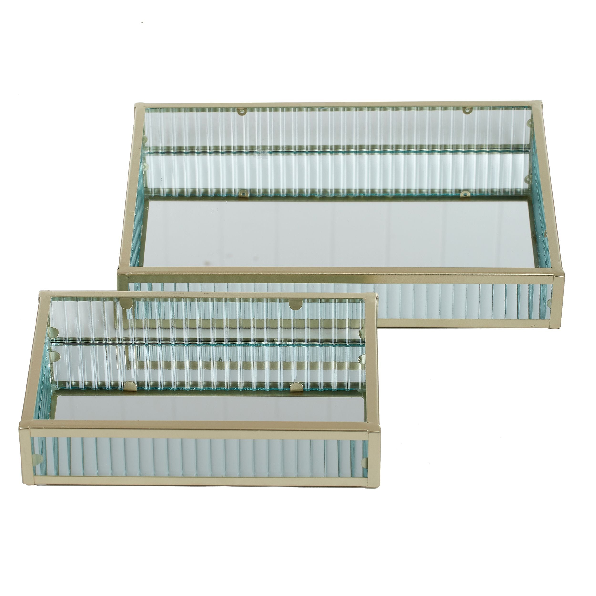 Coast To Coast Bronte Set of 2 Glass/Metal Trays