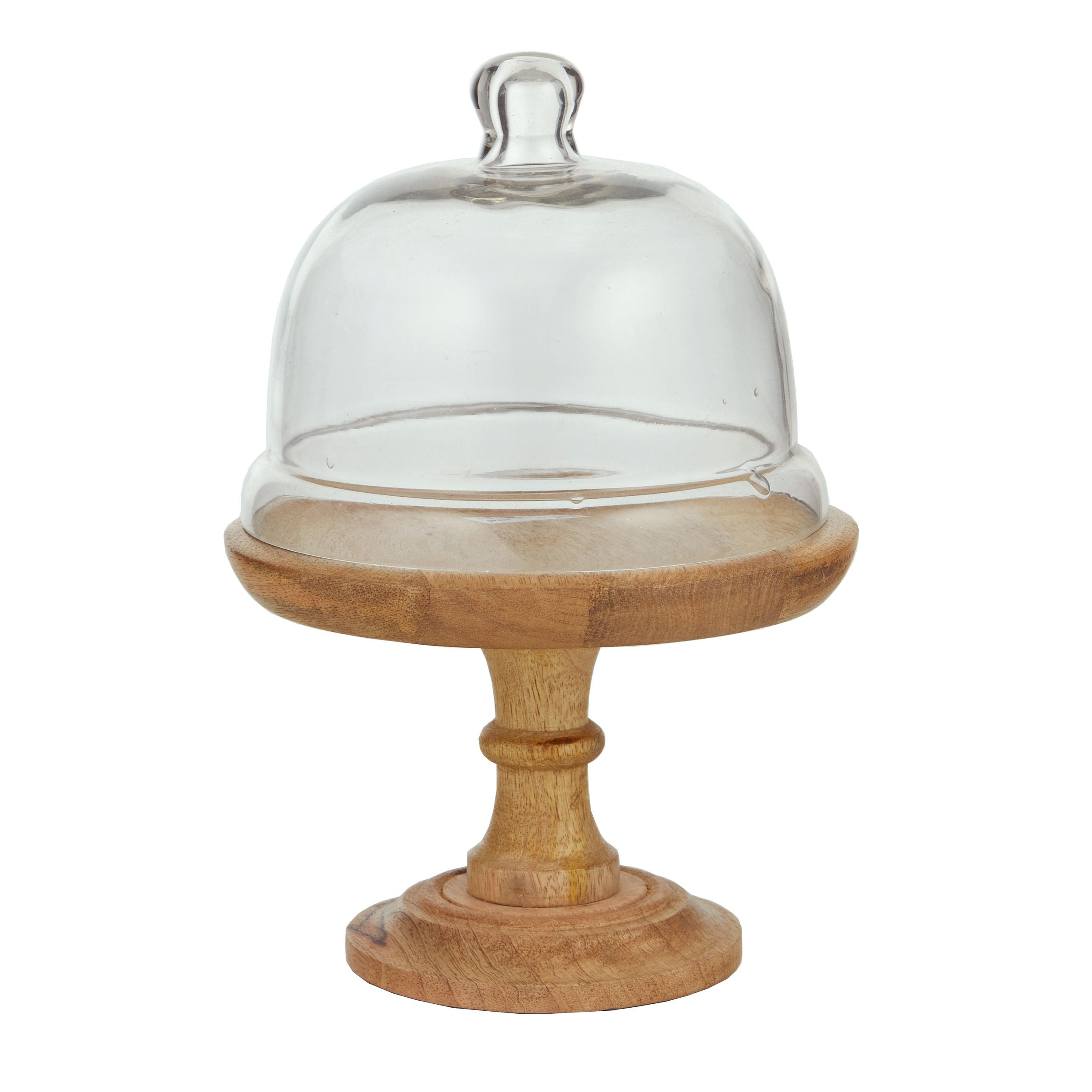 Assemble Cal Footed Wood/Glass Cloche Natural