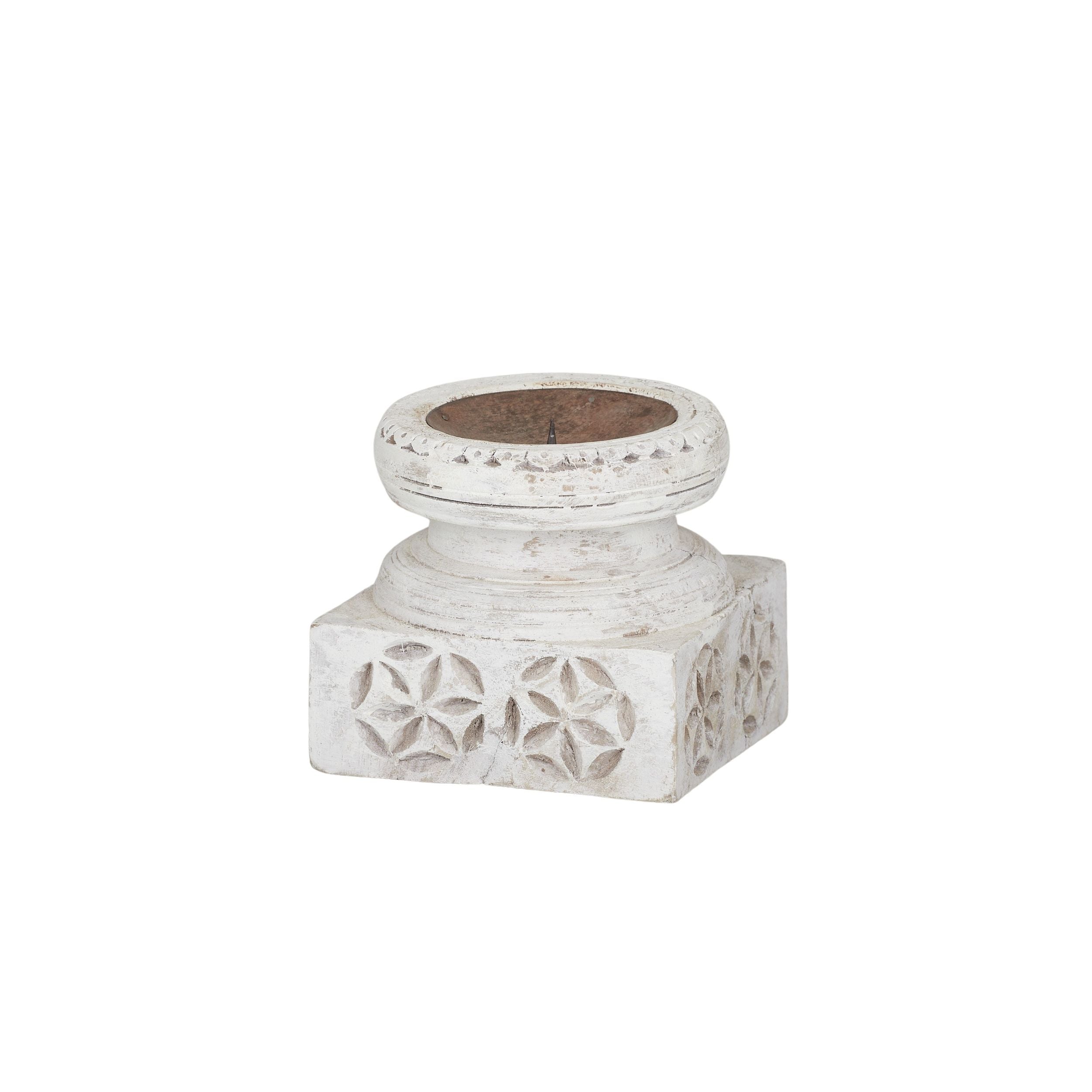 Coast To Coast Byron Wood Candleholder White