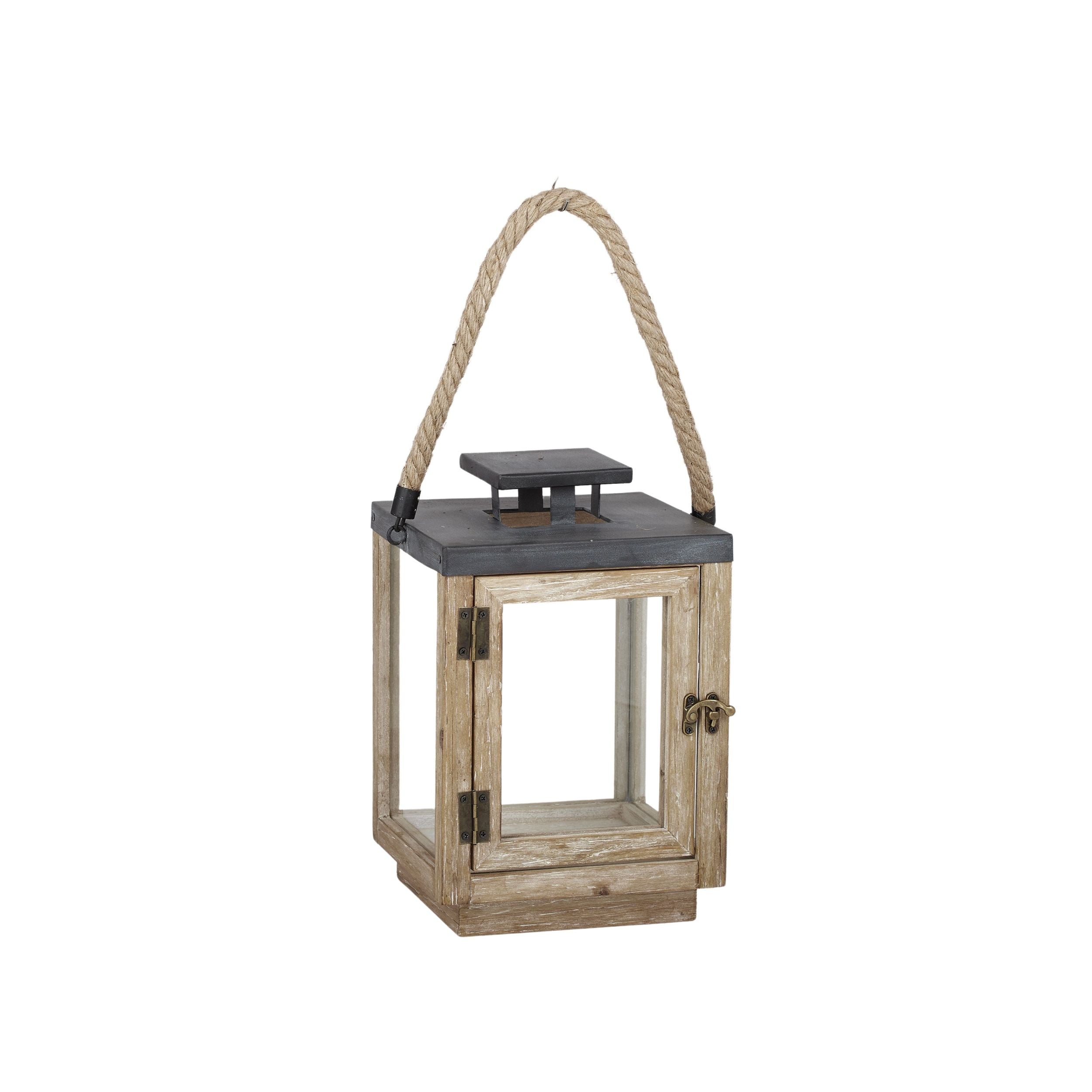 Coast To Coast Newark Wood/Glass Lantern Natural