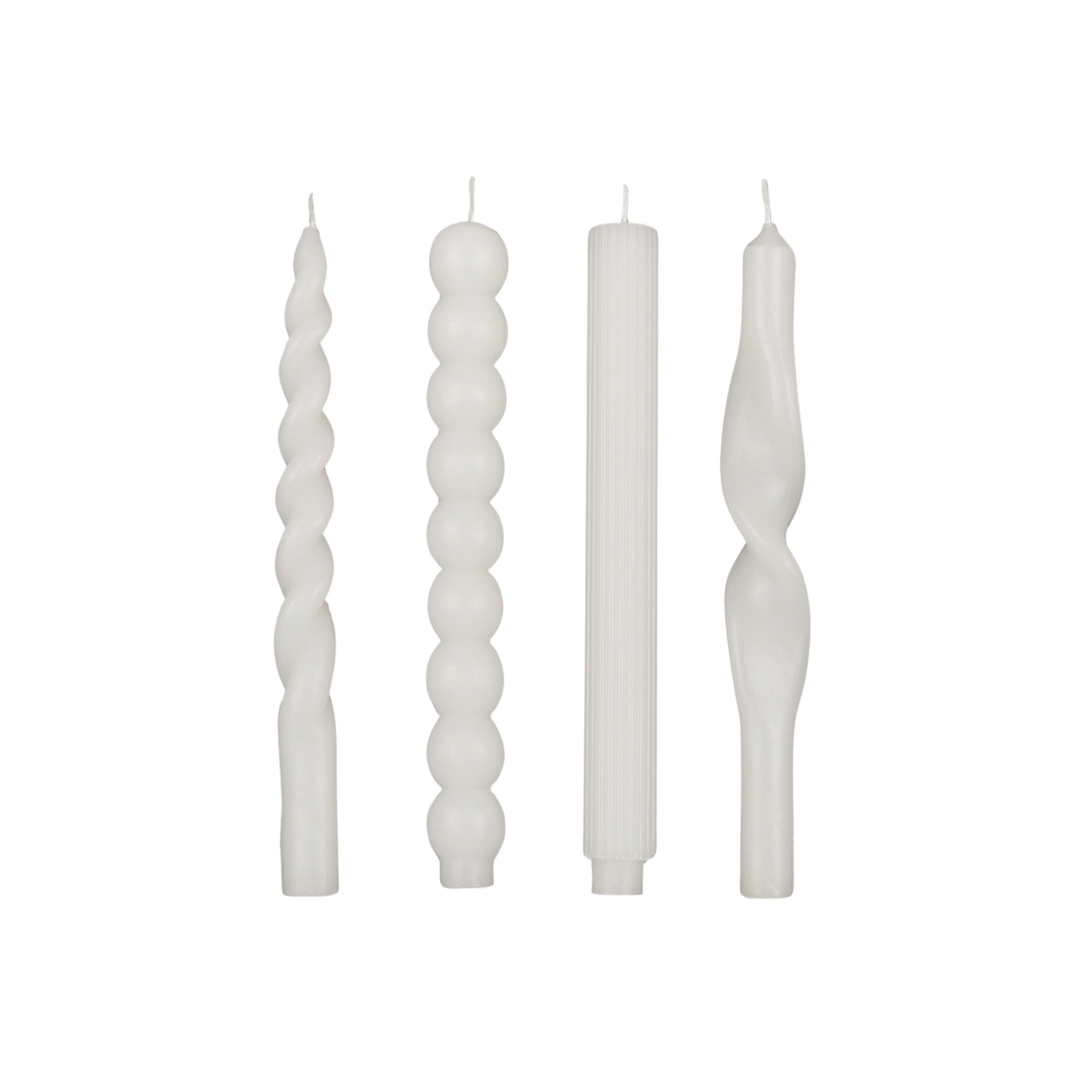 Elemental Curve Set of 4 Dinner Candles White
