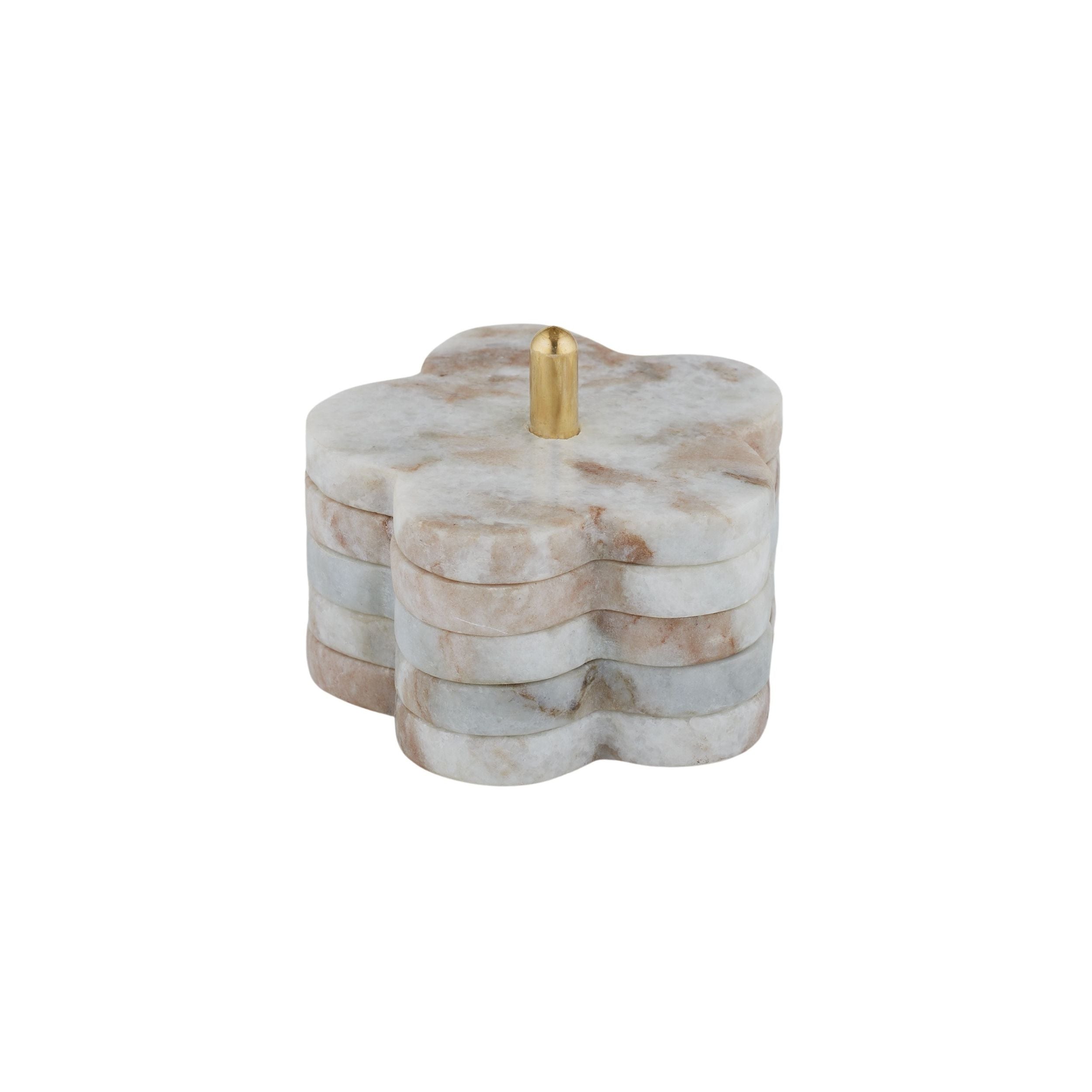 Assemble Mena Set of 4 Marble Coasters with Stand